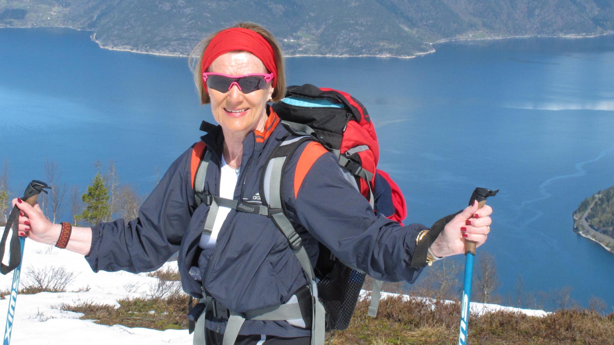 H.M. Sonja, the Queen of Norway on a hike