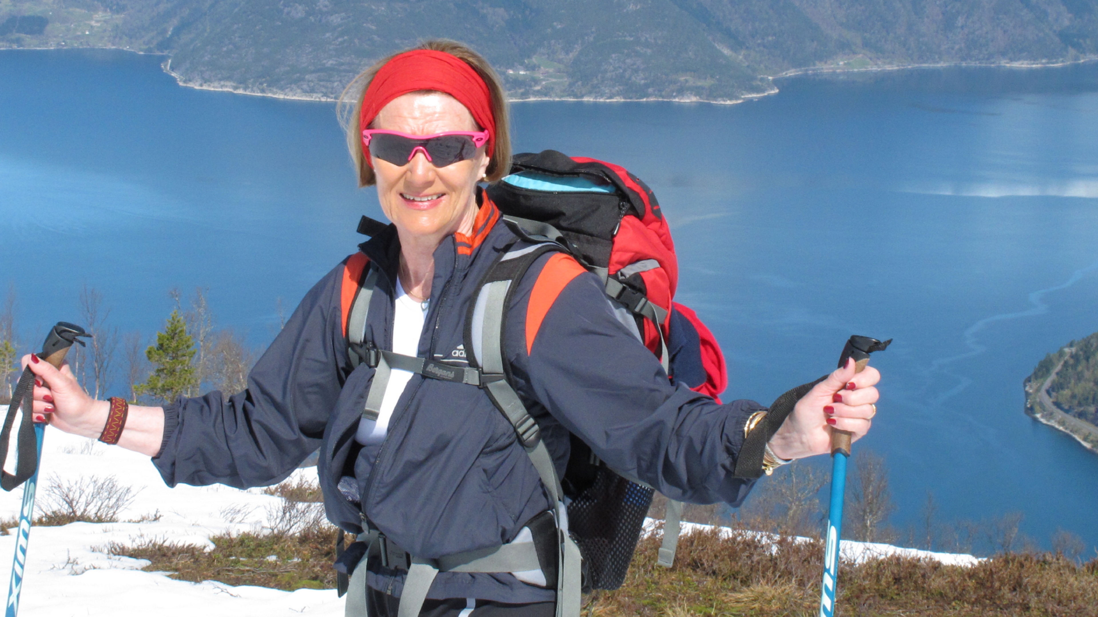 H.M. Sonja, the Queen of Norway on a hike