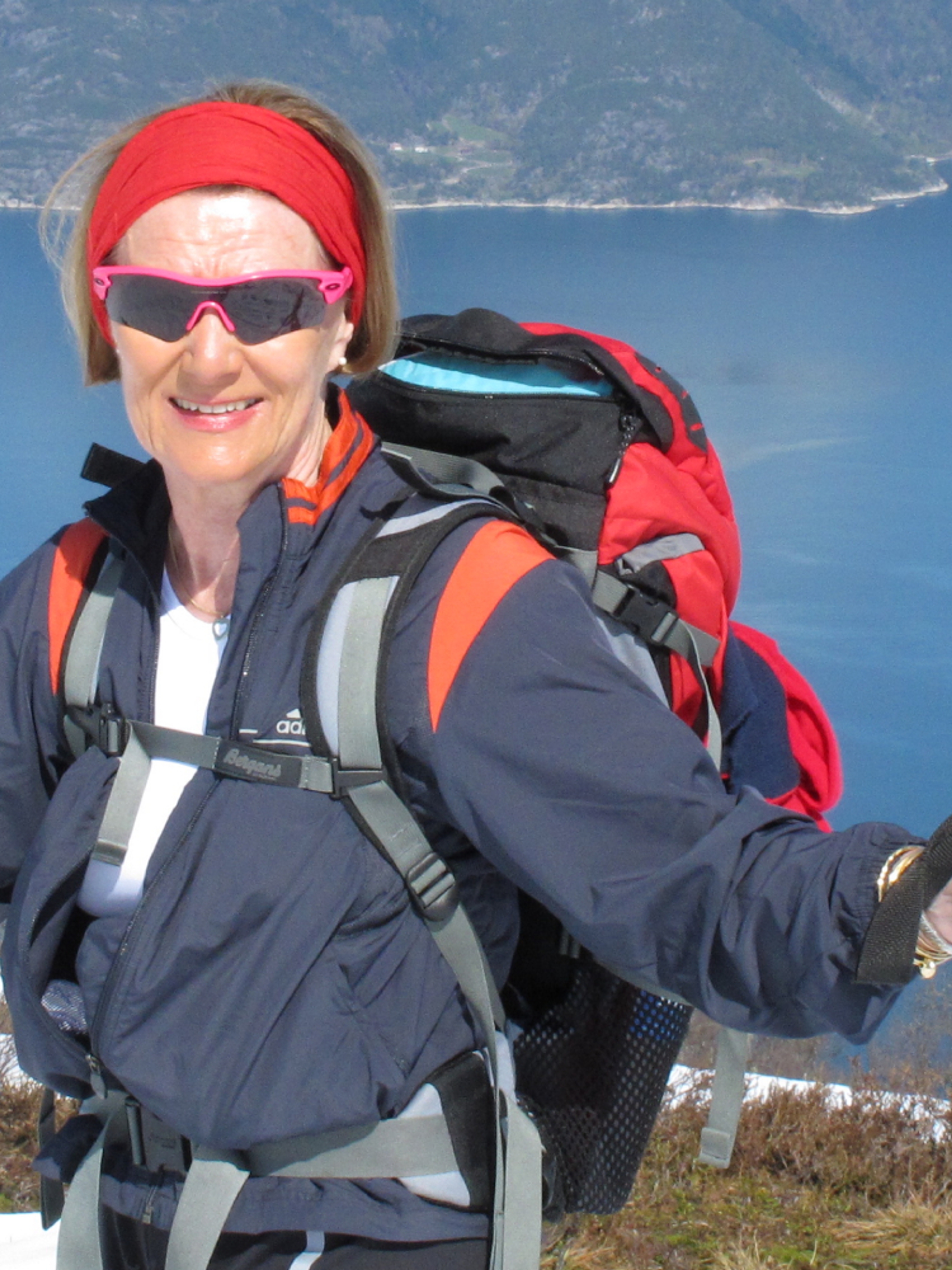 H.M. Sonja, the Queen of Norway on a hike