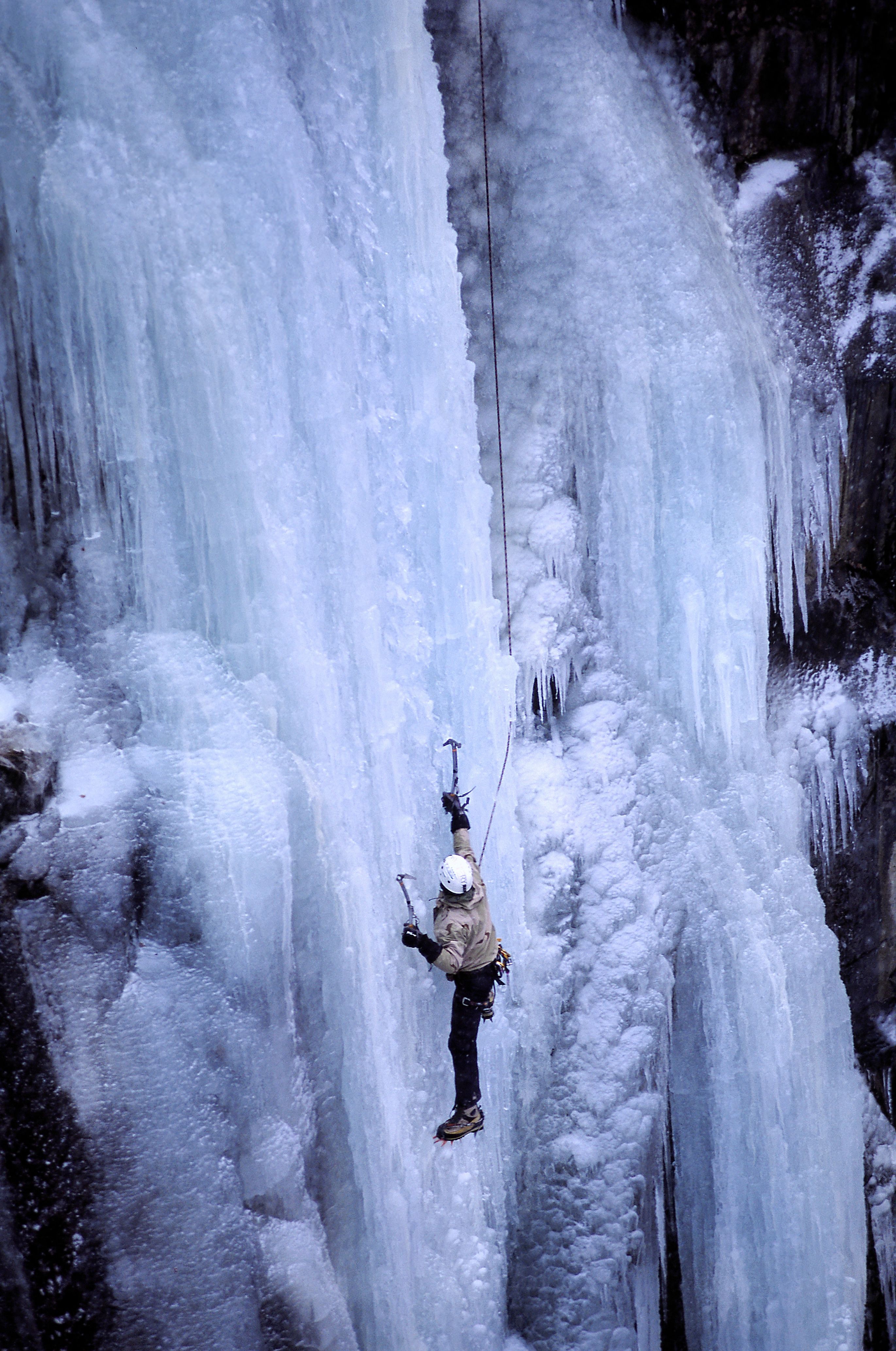 Person ice climbing in Rjukan, Telemark