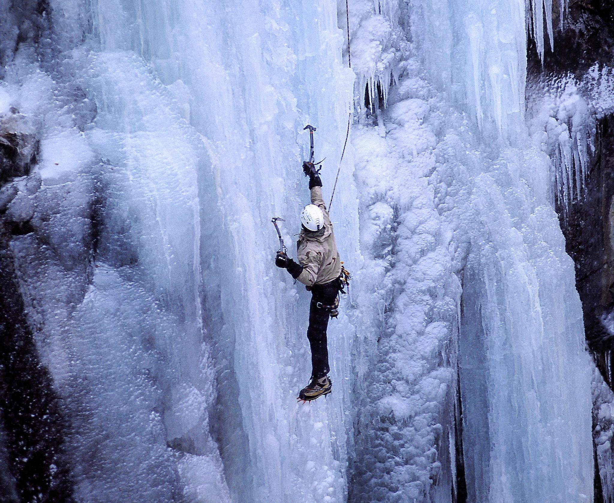 Person ice climbing in Rjukan, Telemark