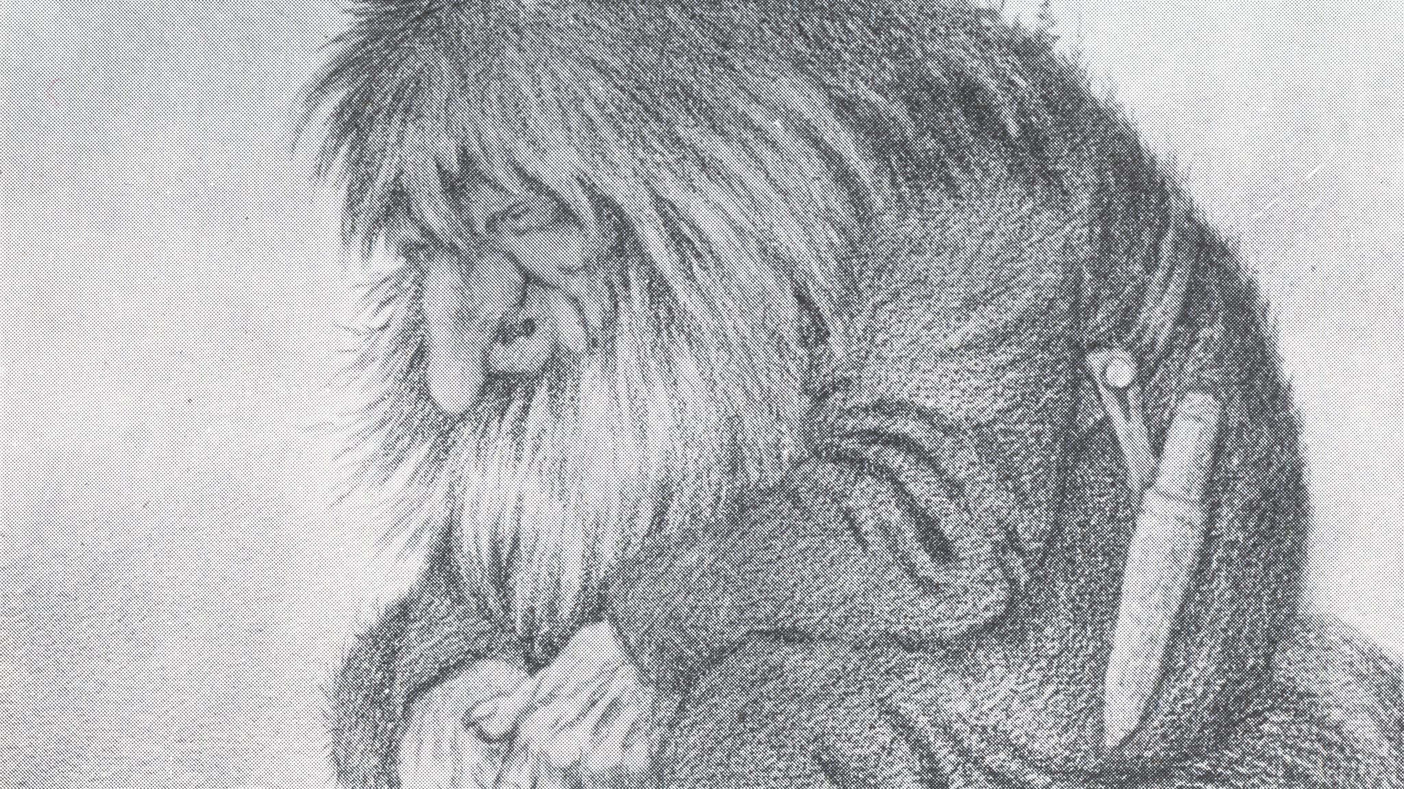 A sketch of a troll sitting and thinking