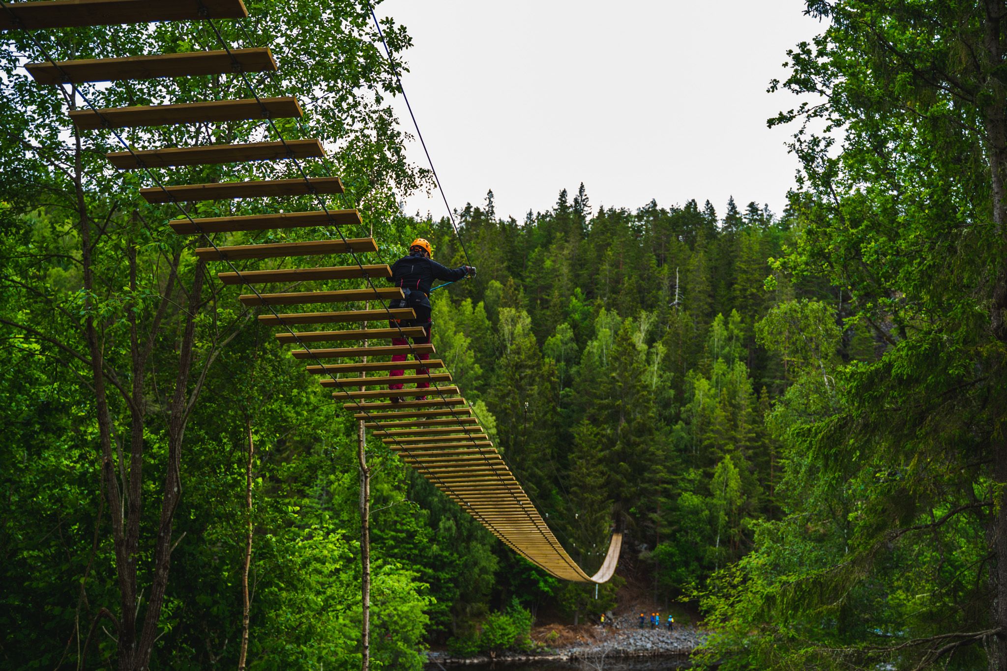 Europe's longest suspension bridge at the Via Ferrata Haldenkanalen.