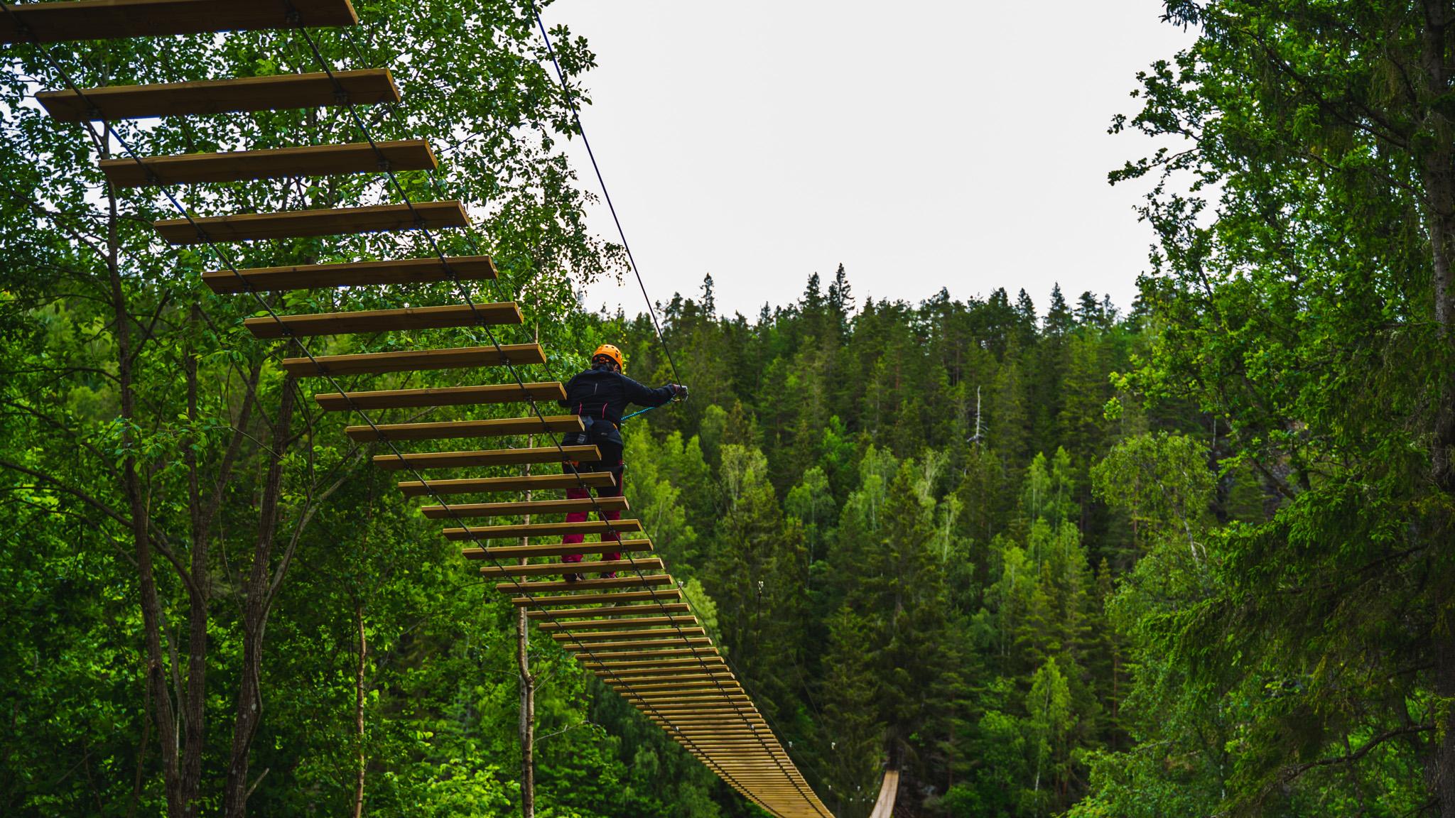 Europe's longest suspension bridge at the Via Ferrata Haldenkanalen.