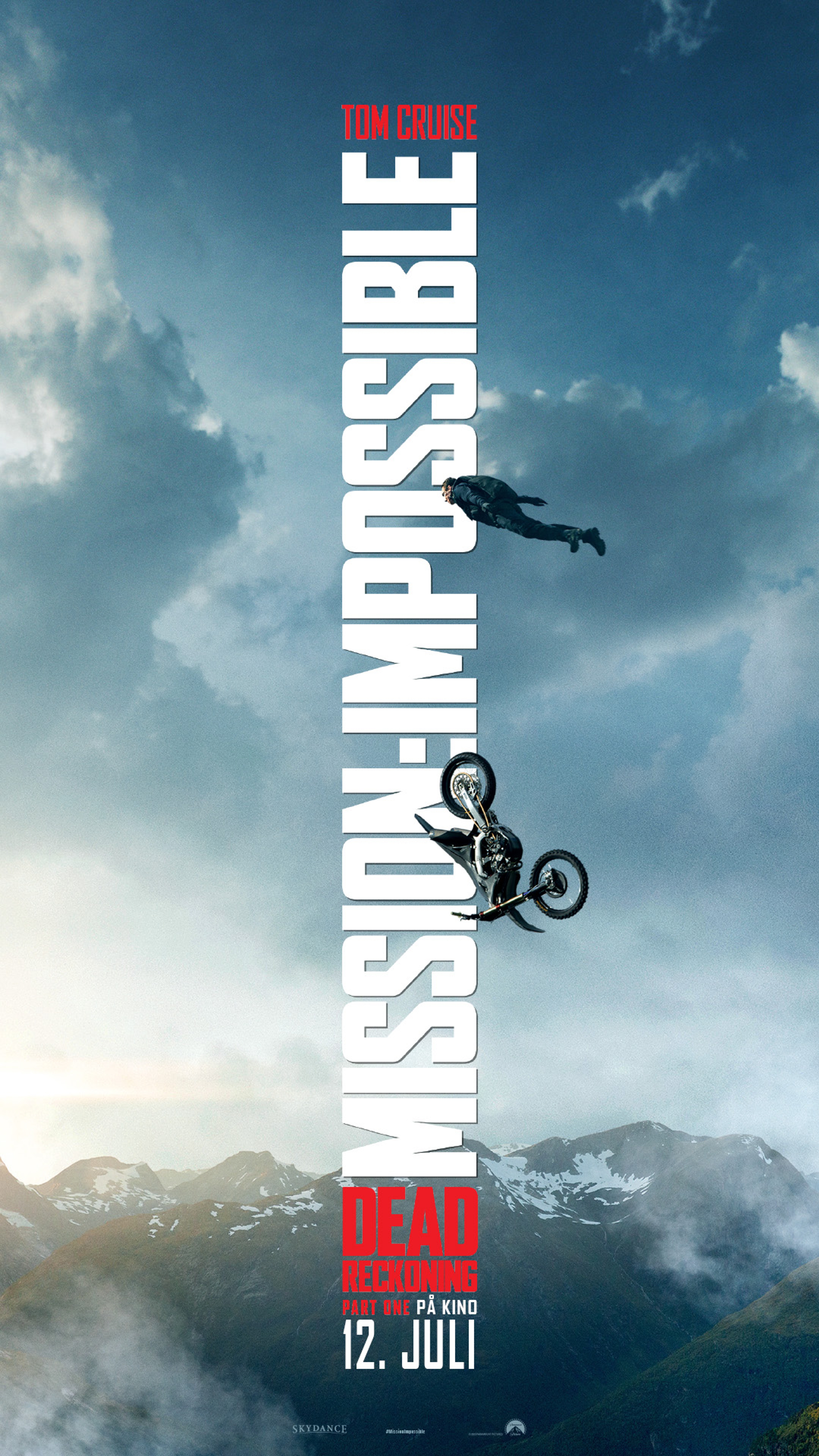 The official movie posters of Mission: Impossible displays Hellesylt and the epic stunt at Helsetkopen mountain