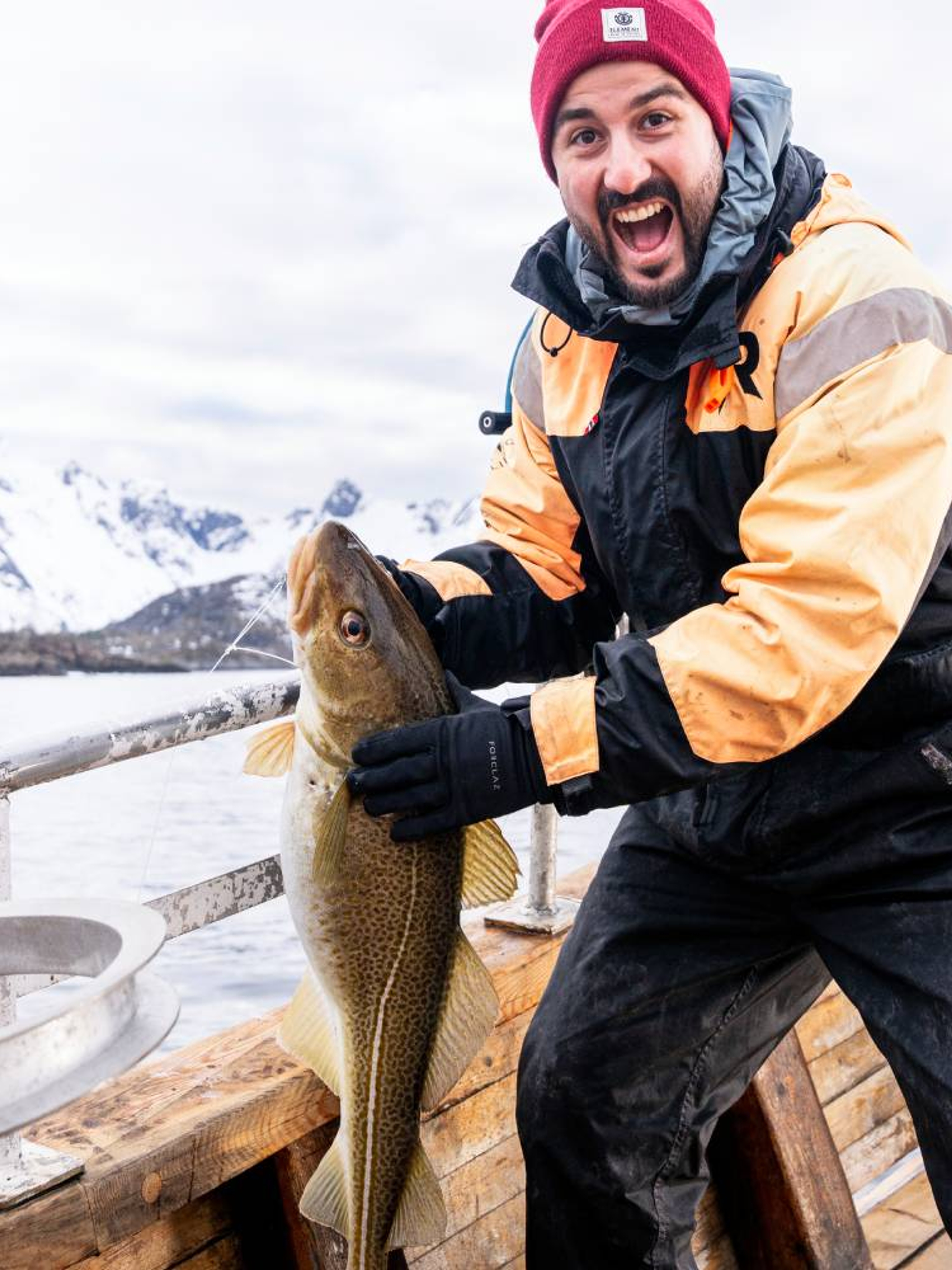 A man fishing skrei in Lofoten