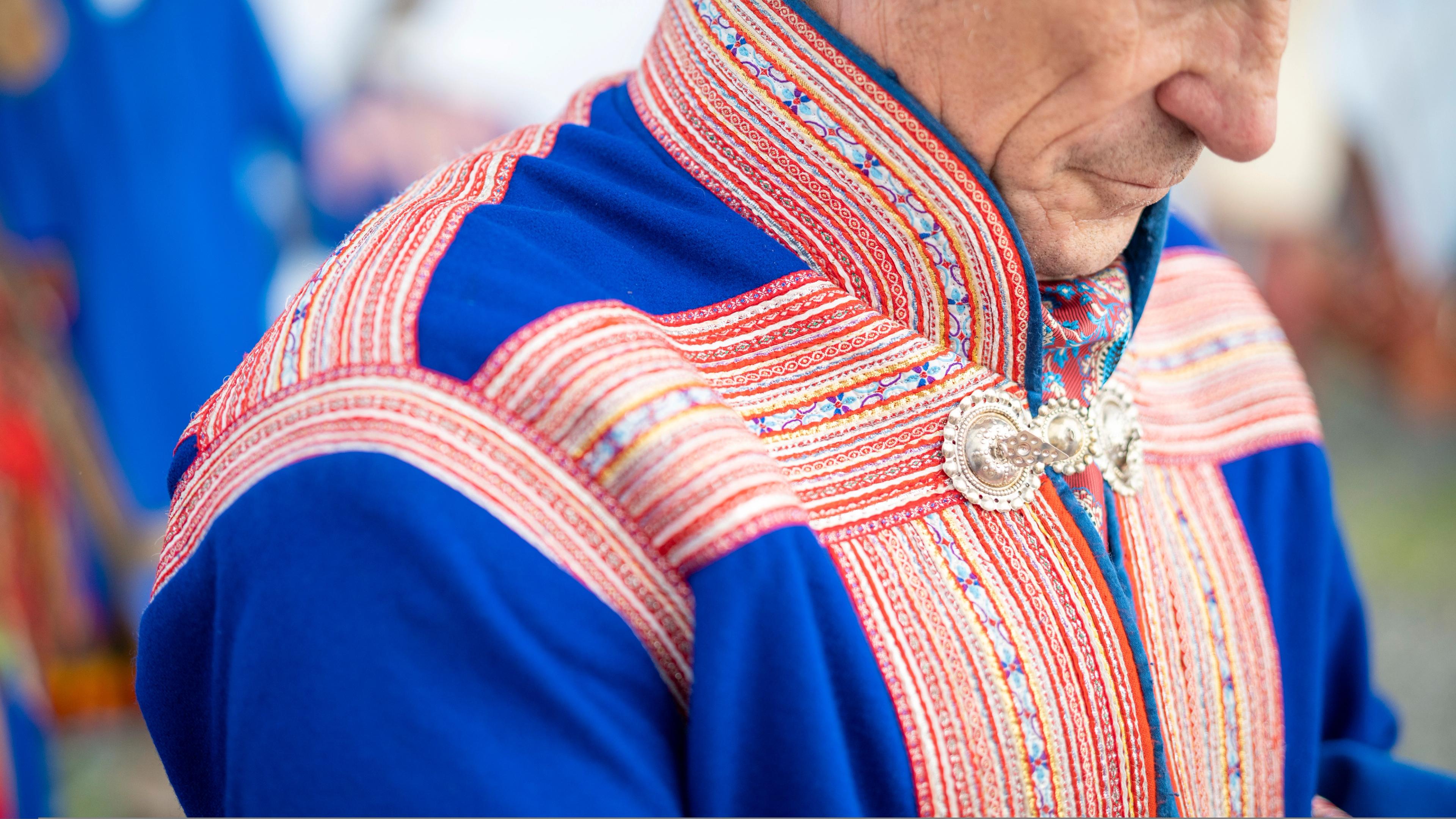 Close-up details of traditional Sami clothing