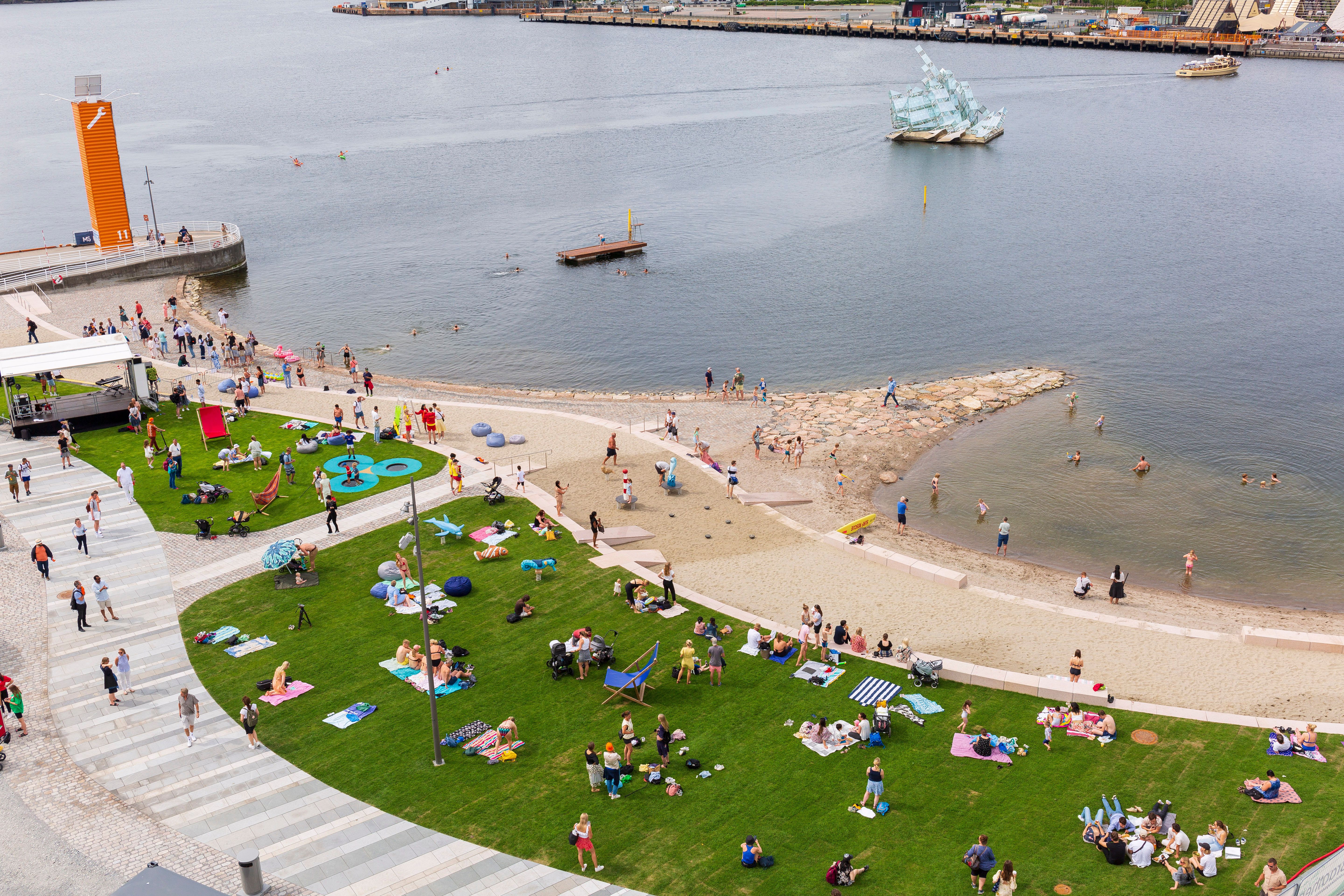 En arkitektritning över Munchmuseet i Bjørvika i Oslo, Østlandet