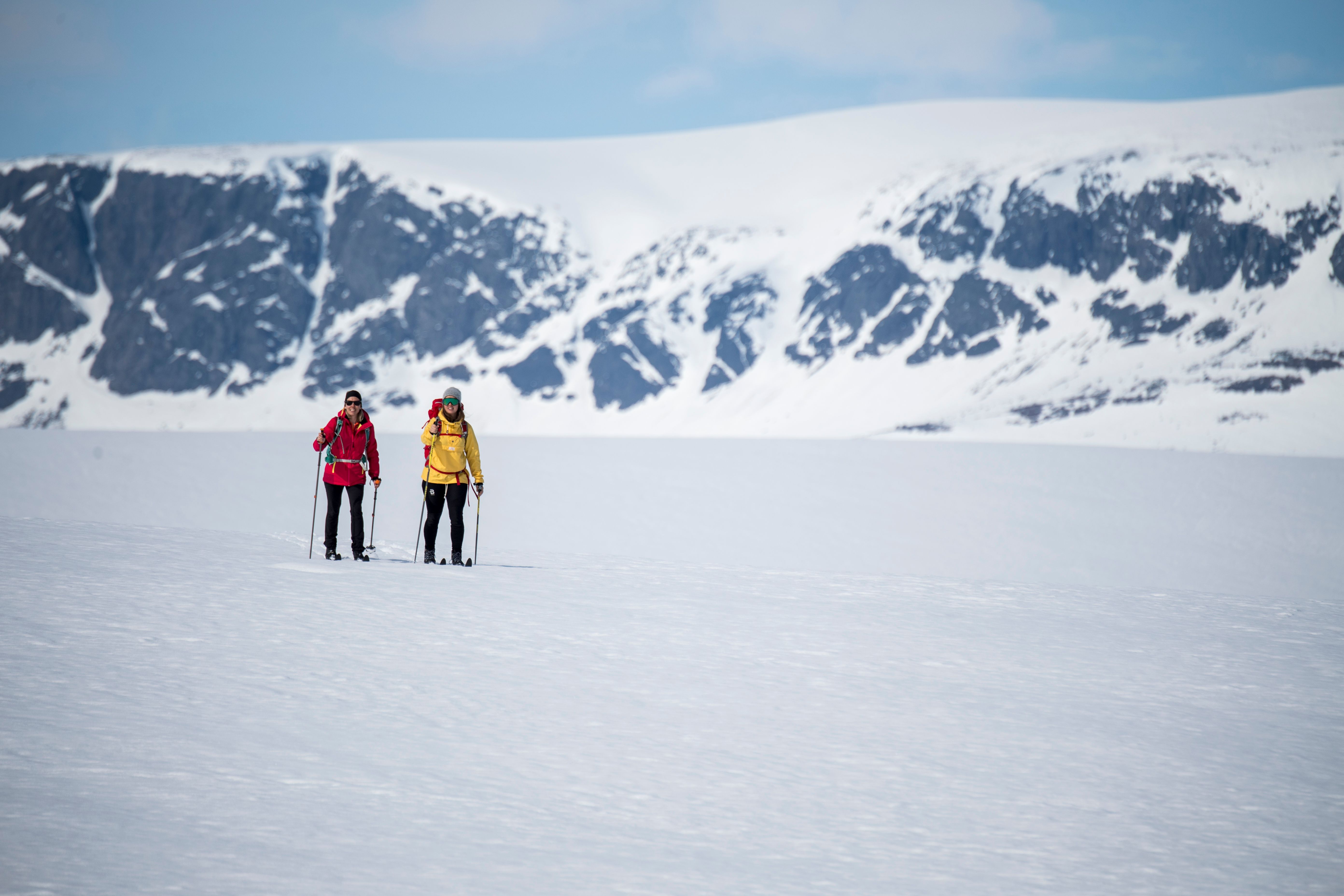 Two people cross-country skiing in Geilo, Eastern Norway