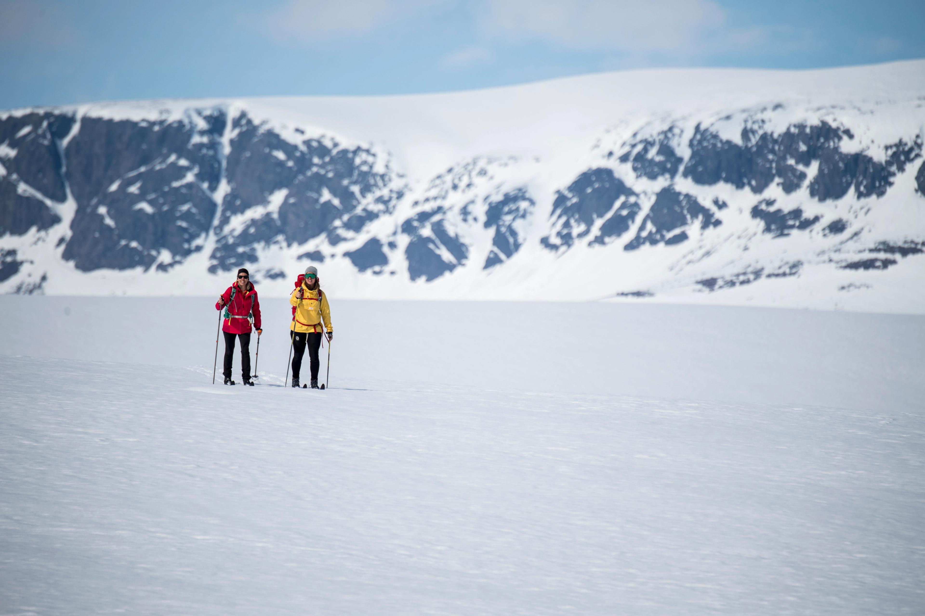 Two people cross-country skiing in Geilo, Eastern Norway