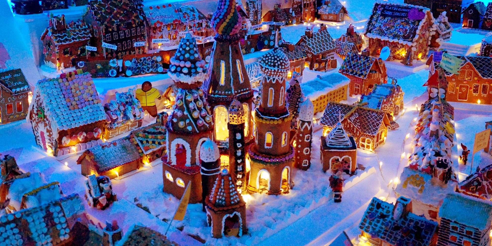 Castle in the world’s largest gingerbread town Pepperkakebyen in Bergen, Norway