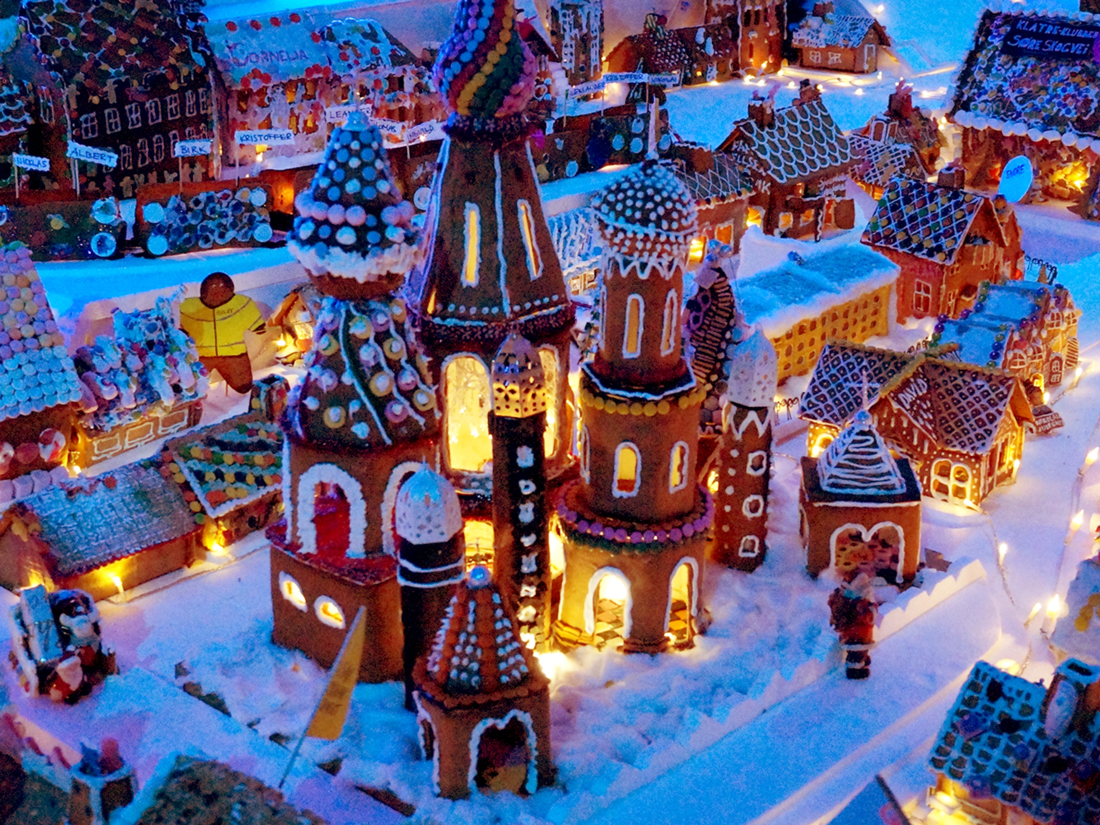 Castle in the world’s largest gingerbread town Pepperkakebyen in Bergen, Norway