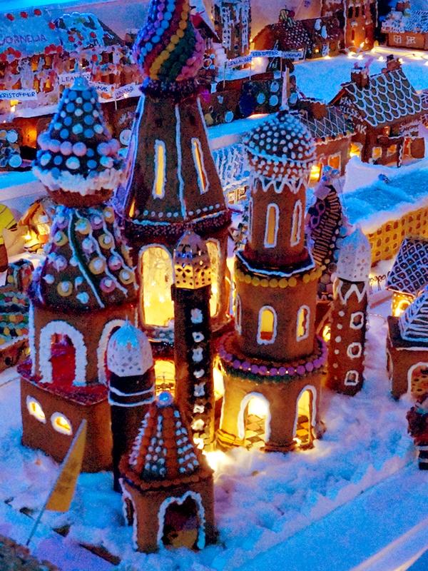 Castle in the world’s largest gingerbread town Pepperkakebyen in Bergen, Norway