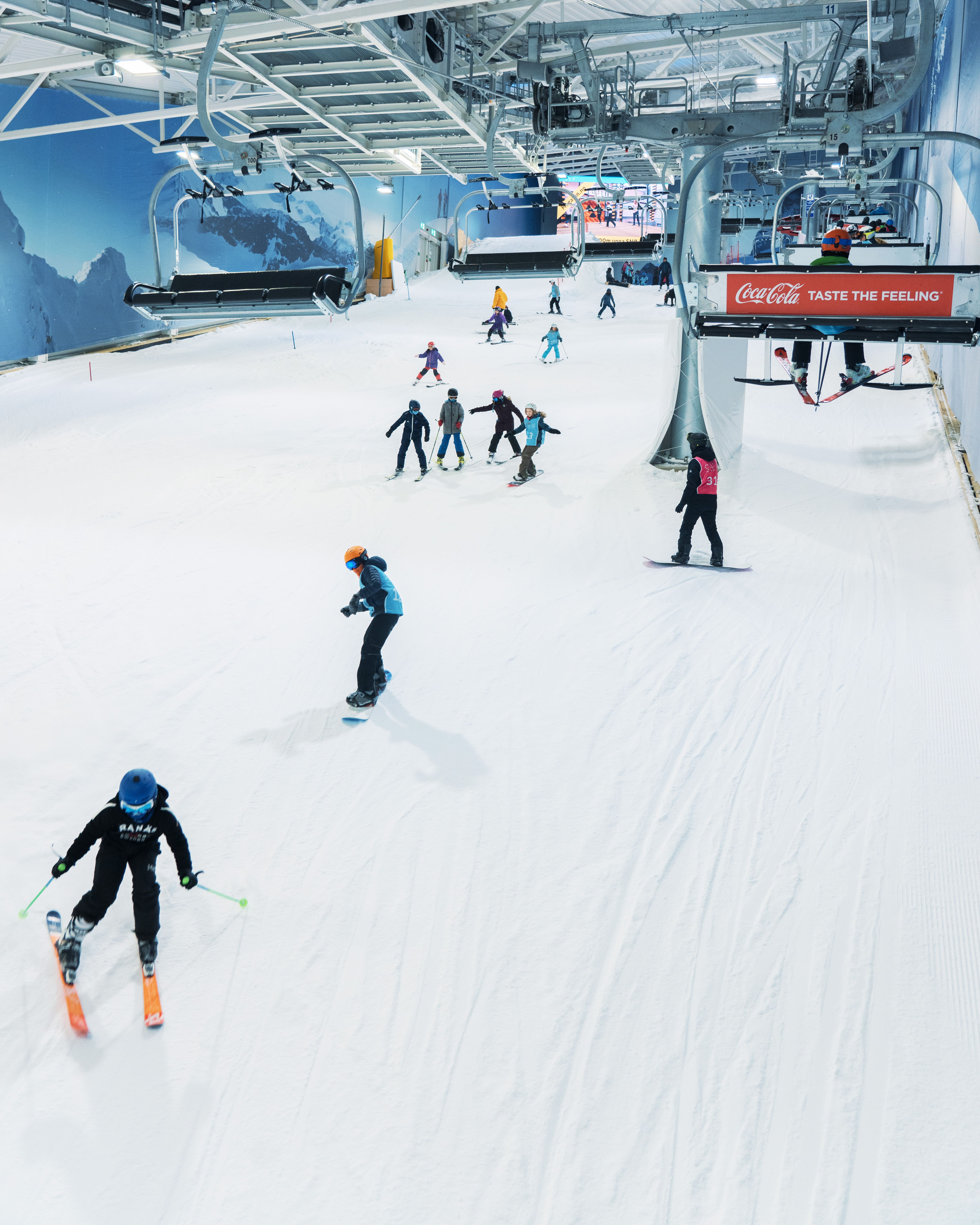 Alpine skiing at the indoors skiing arena SNØ Oslo in Eastern Norway