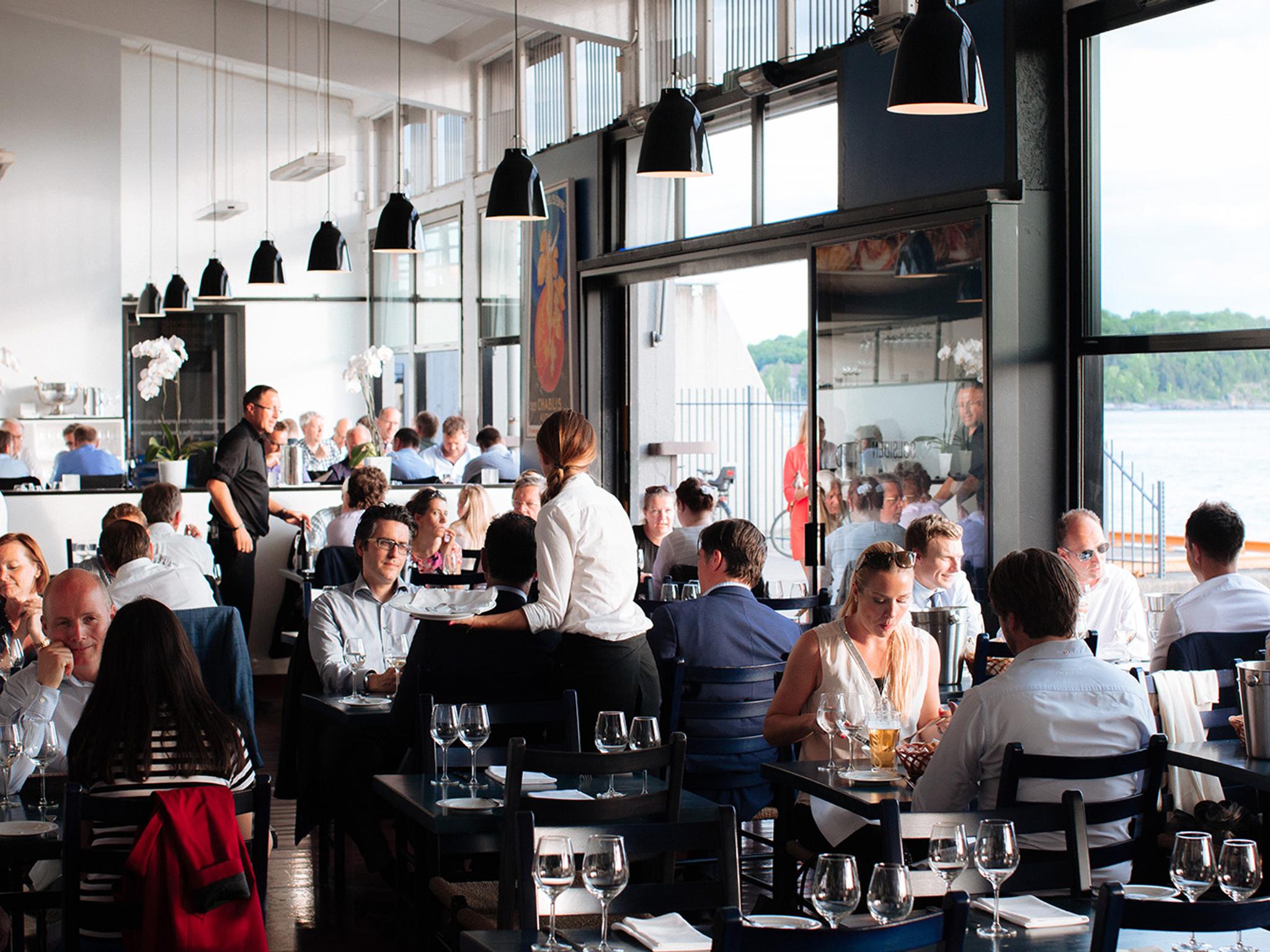 Food and drink at Solsiden Restaurant in Oslo, Eastern Norway