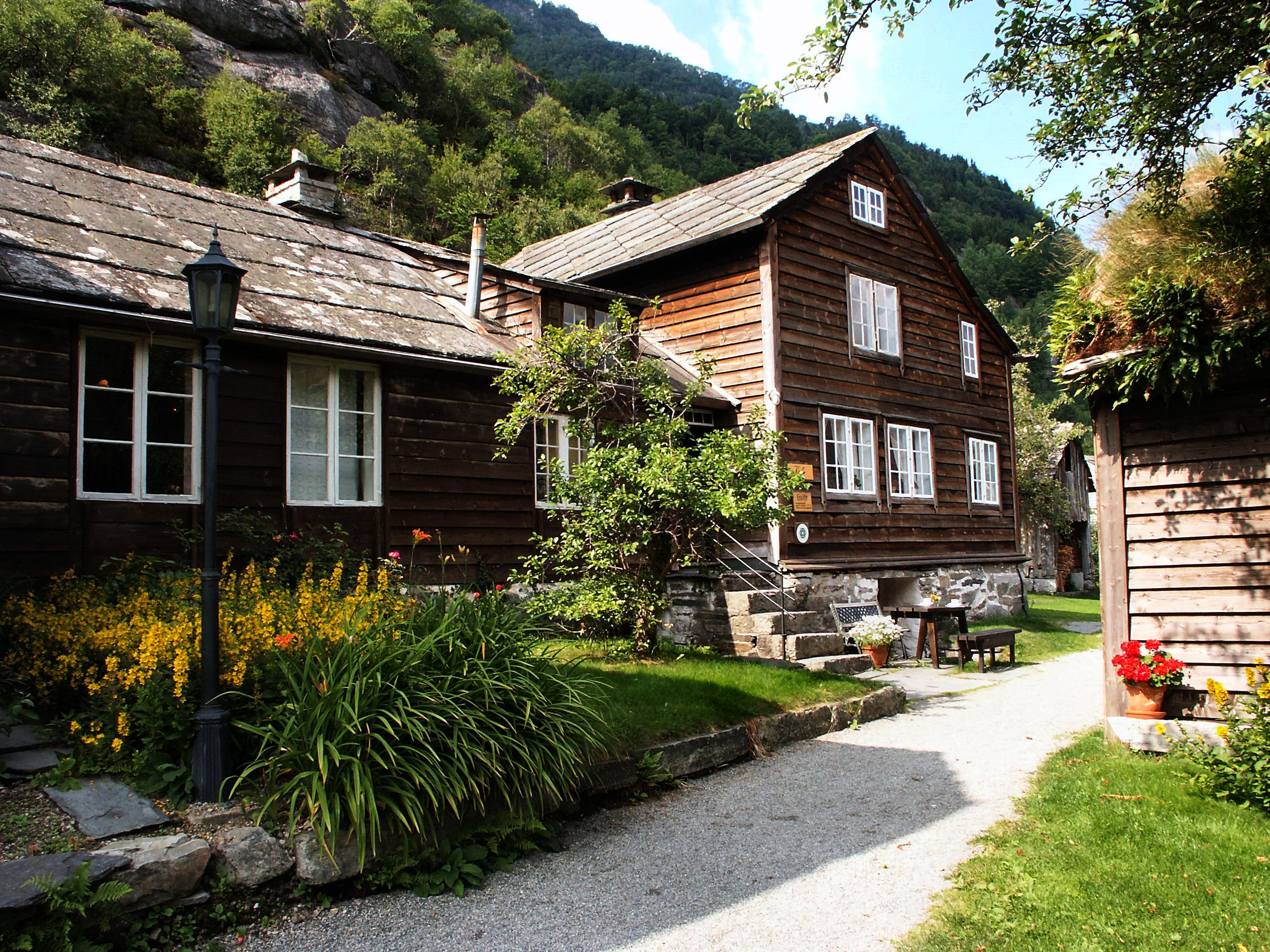 Old wooden houses at Agatunet in the Hardangerfjord region, Fjord Norway