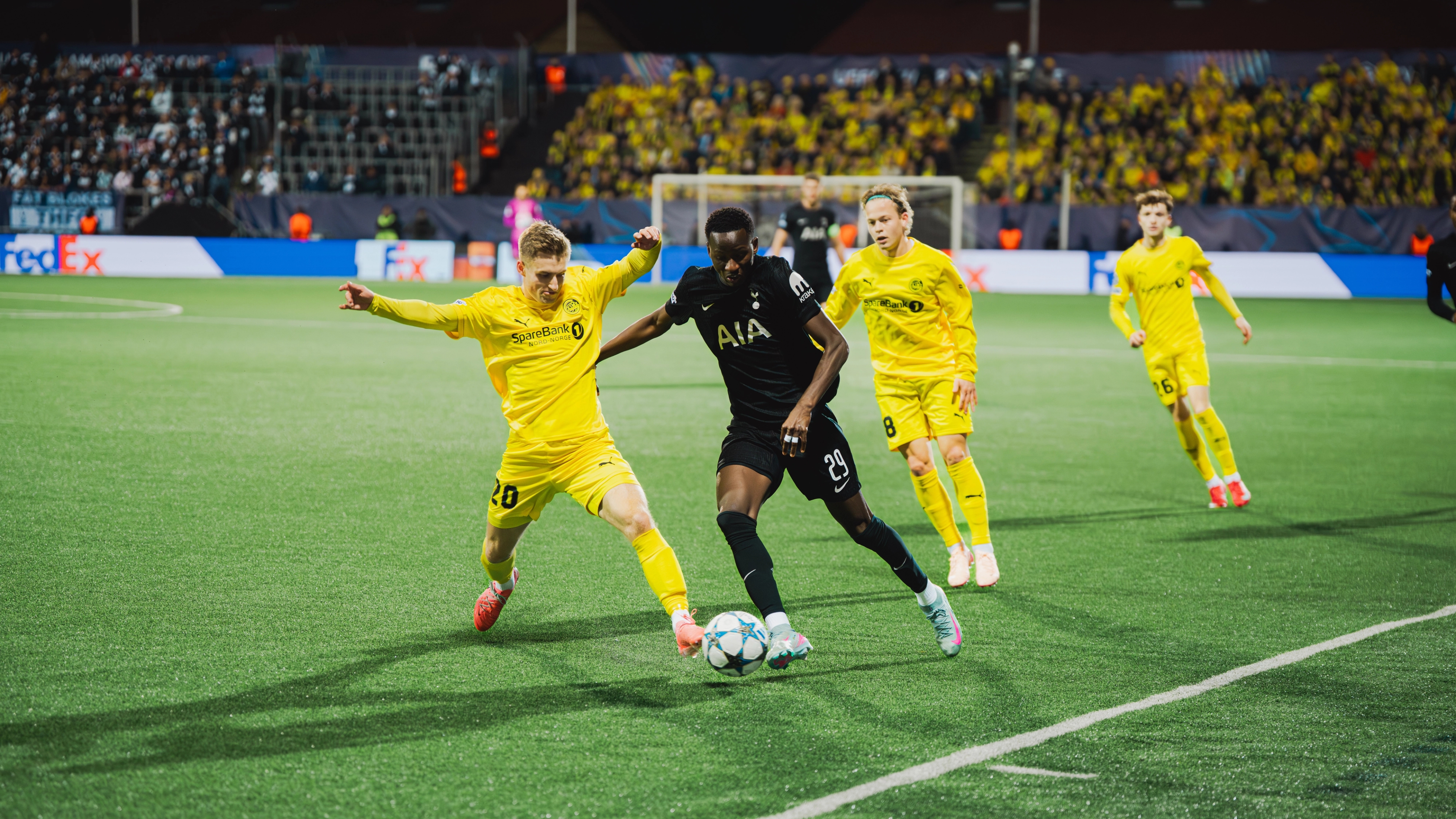 Bodø/Glimt and Tottenham playing at Aspmyra in Bodø, Northern Norway