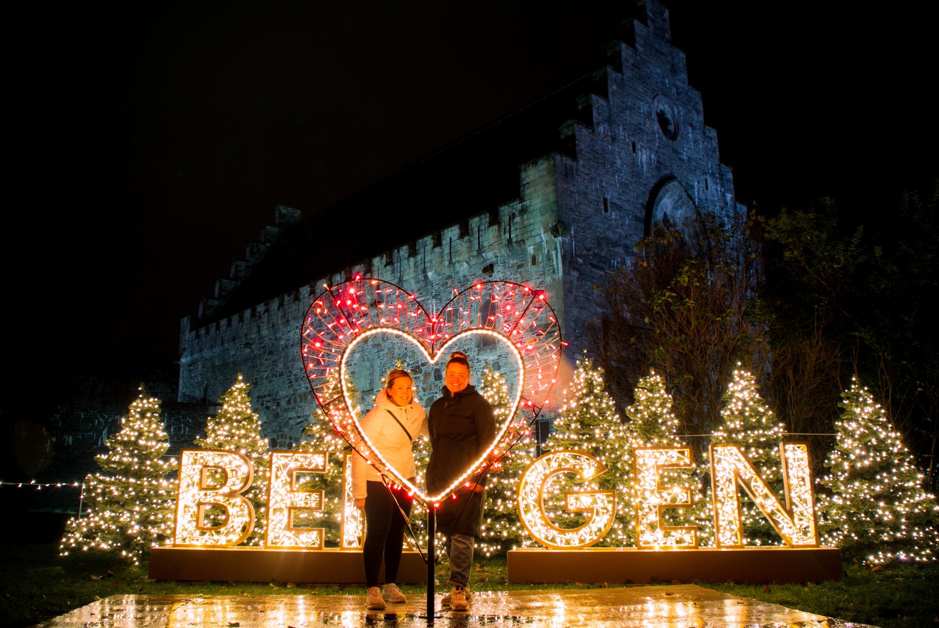 The Lumagica light show at Bergenhus fortress in Bergen, Fjord Norway