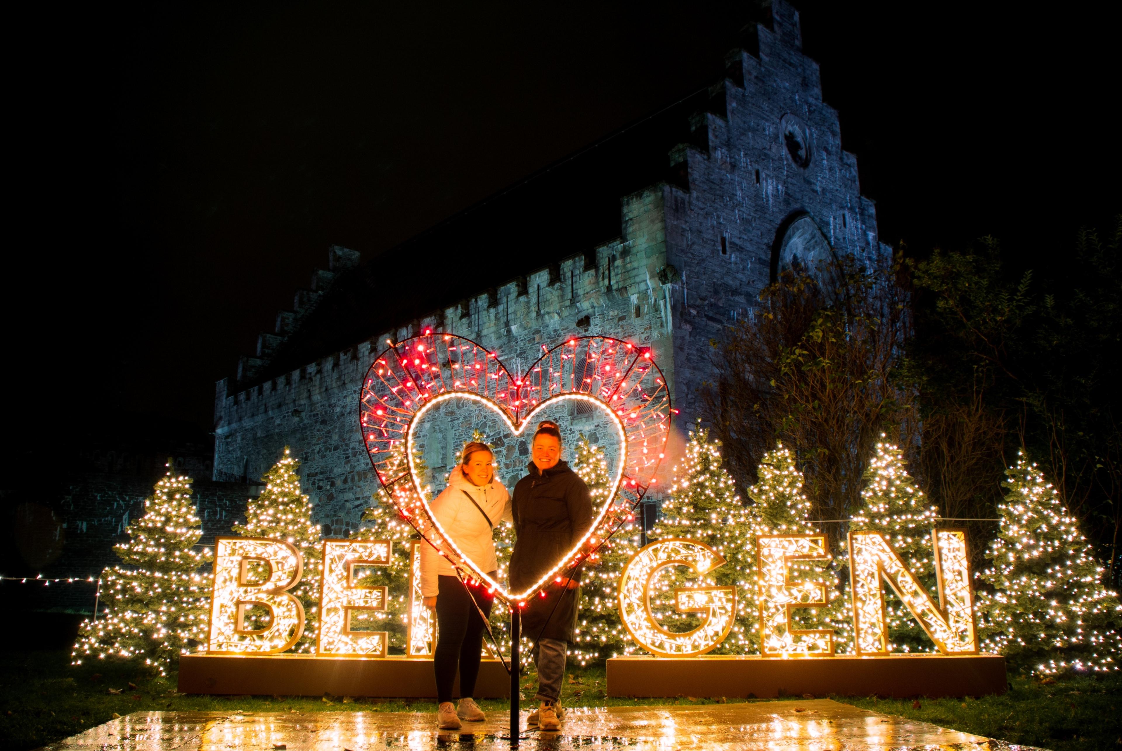 The Lumagica light show at Bergenhus fortress in Bergen, Fjord Norway