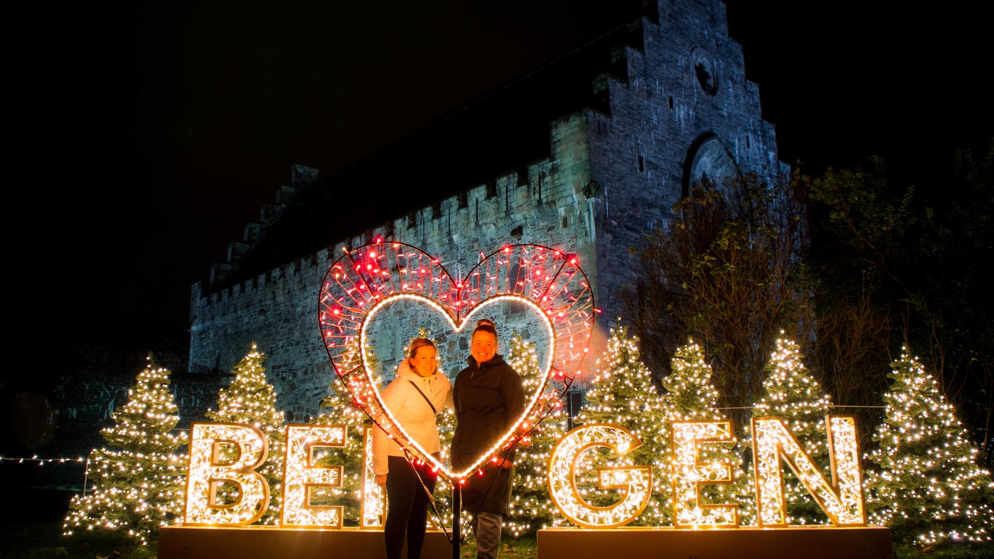 The Lumagica light show at Bergenhus fortress in Bergen, Fjord Norway
