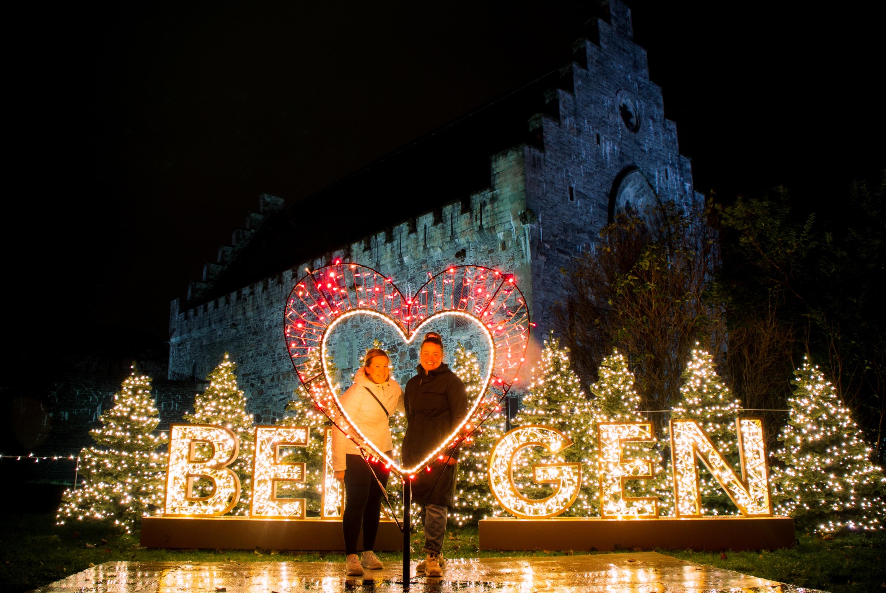 The Lumagica light show at Bergenhus fortress in Bergen, Fjord Norway