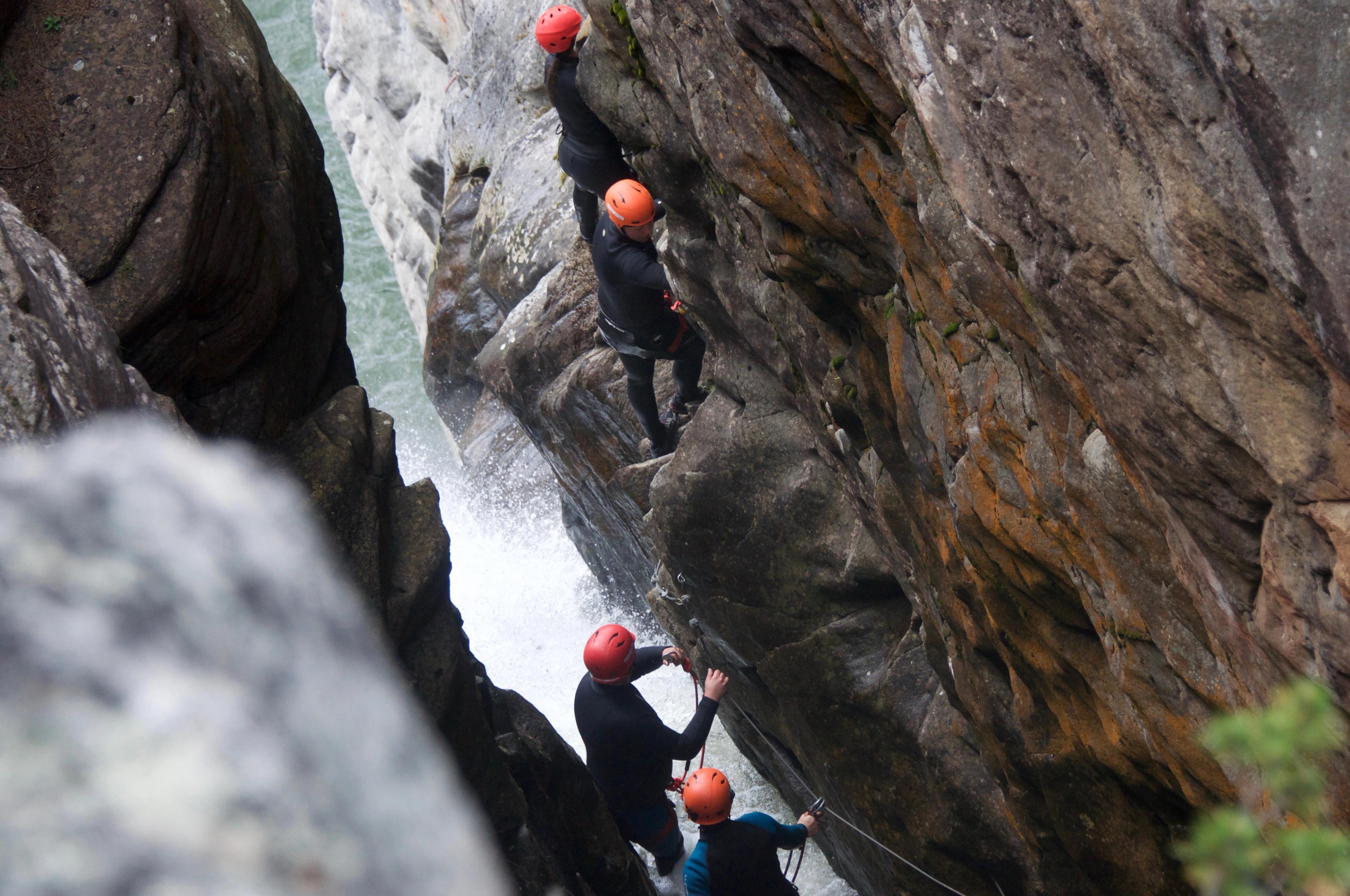 People canyoning in Oppdal, Trøndelag