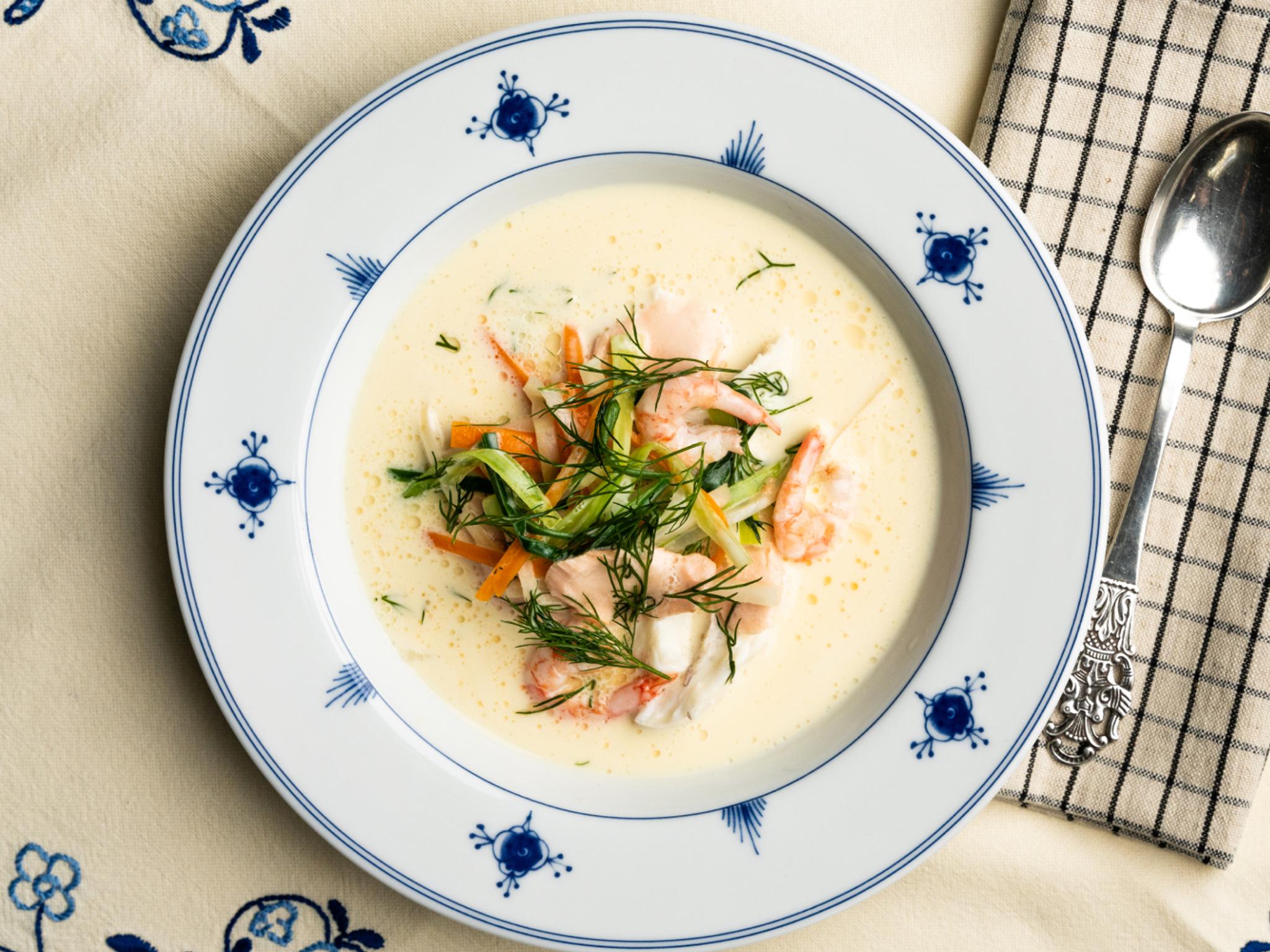 A bowl with Lars Erik Underthun's classic, creamy fish soup.