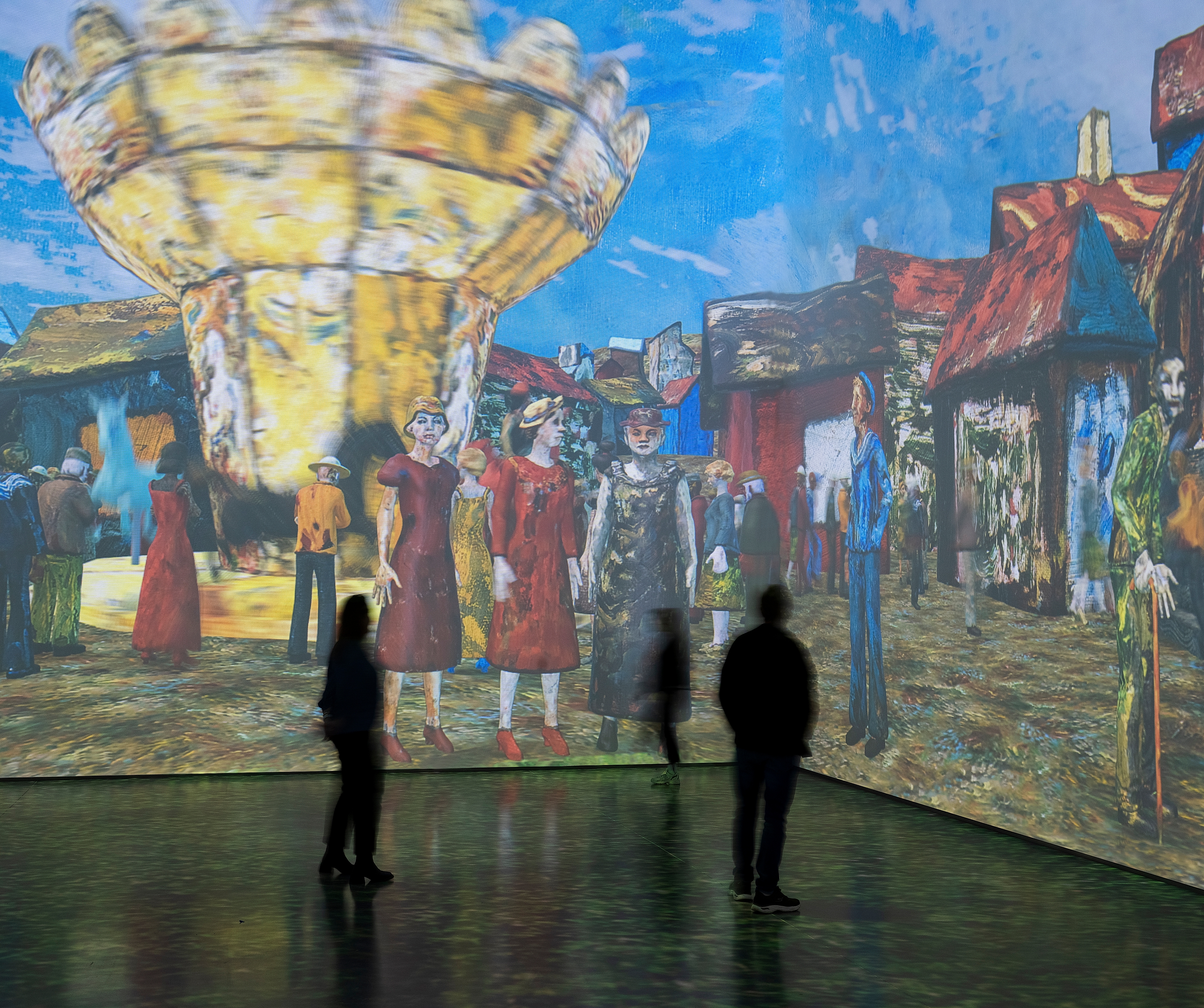 People looking at an art exhibition inside the Kunstsilo - art silo in Kristiansand, Southern Norway