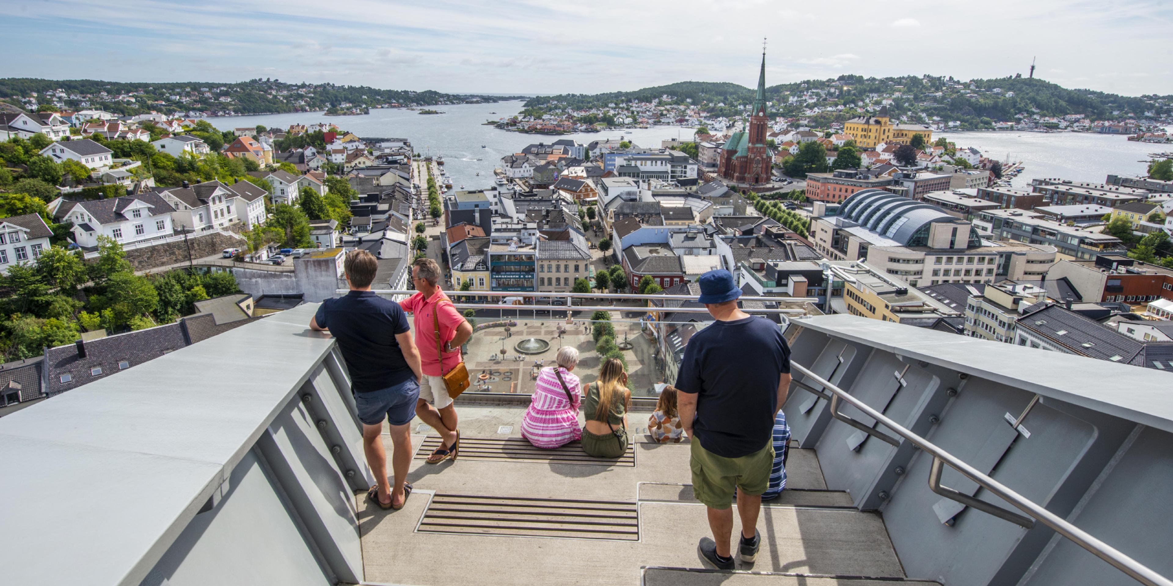 View over Arendal from the Glass Lift