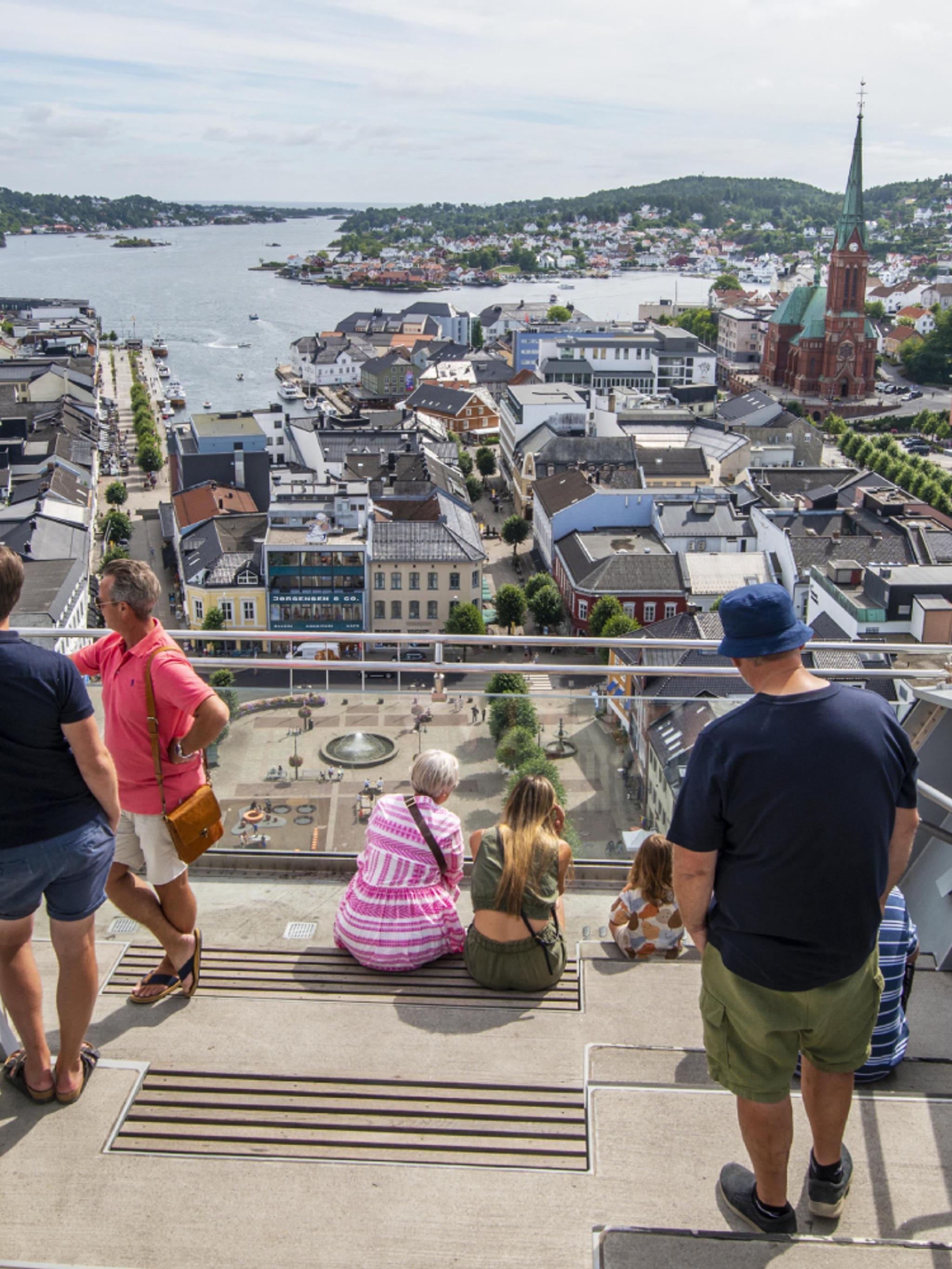 View over Arendal from the Glass Lift