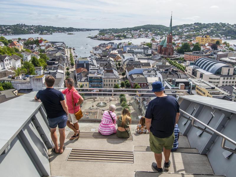 View over Arendal from the Glass Lift