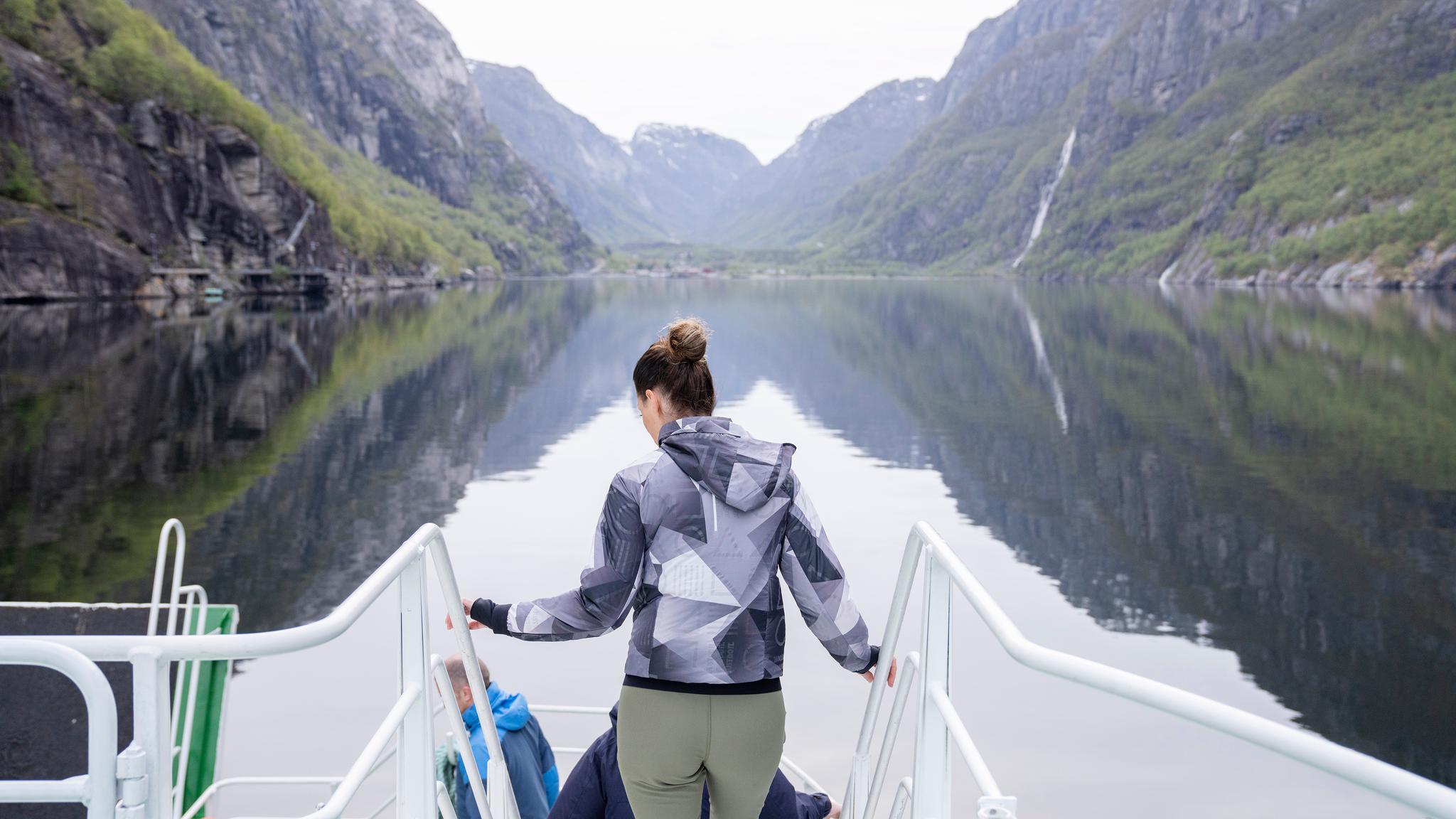 Girl on a ferry in Lysefjorden