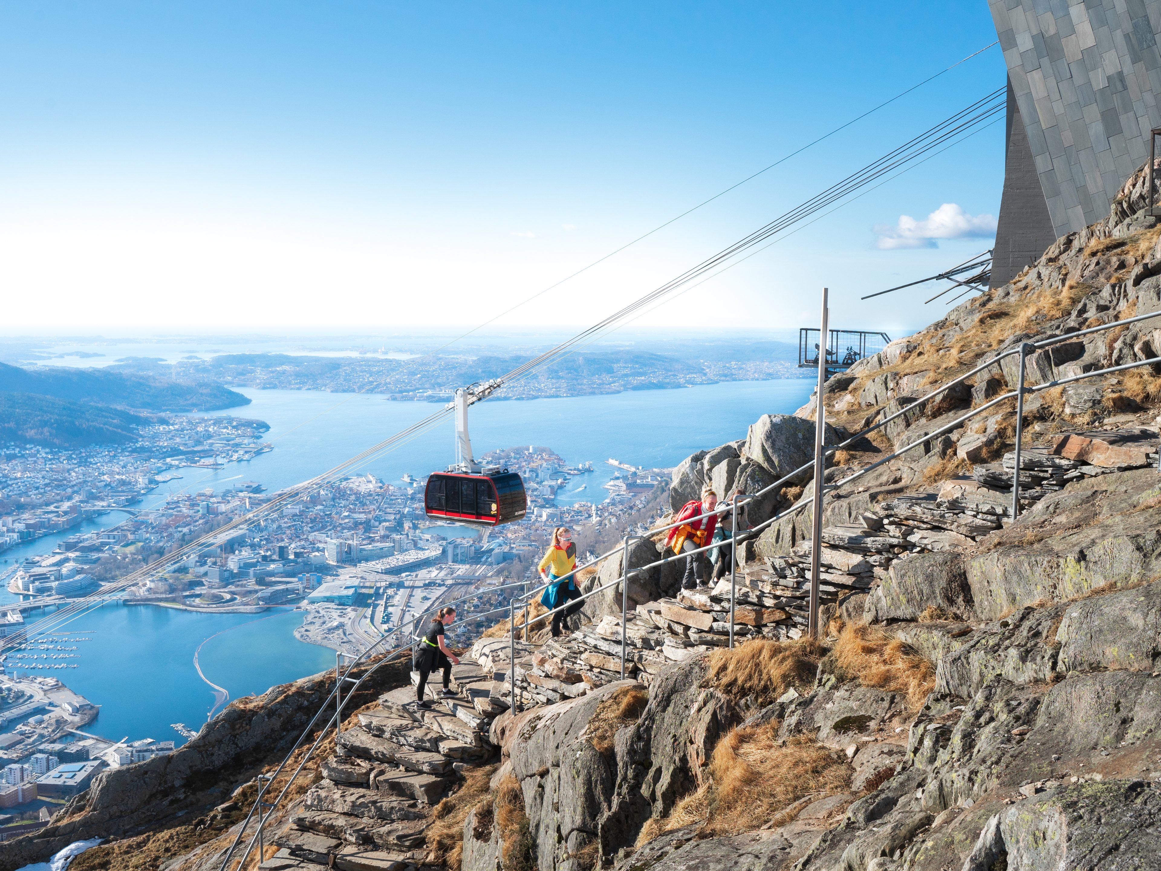 People hiking Oppstemten to Mount Ulriken in Bergen