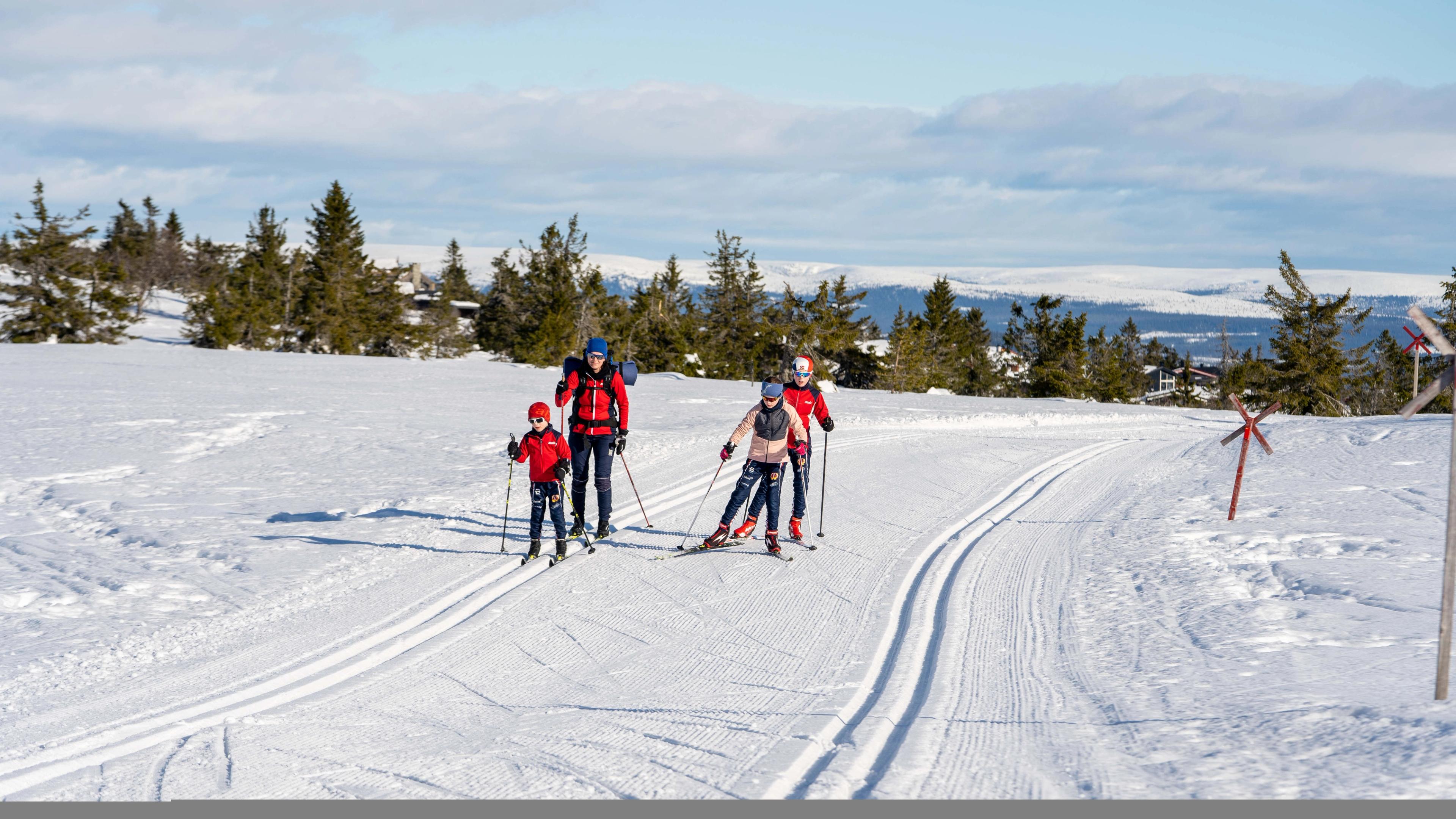 A family enjoying the cross country trails in Trysil.