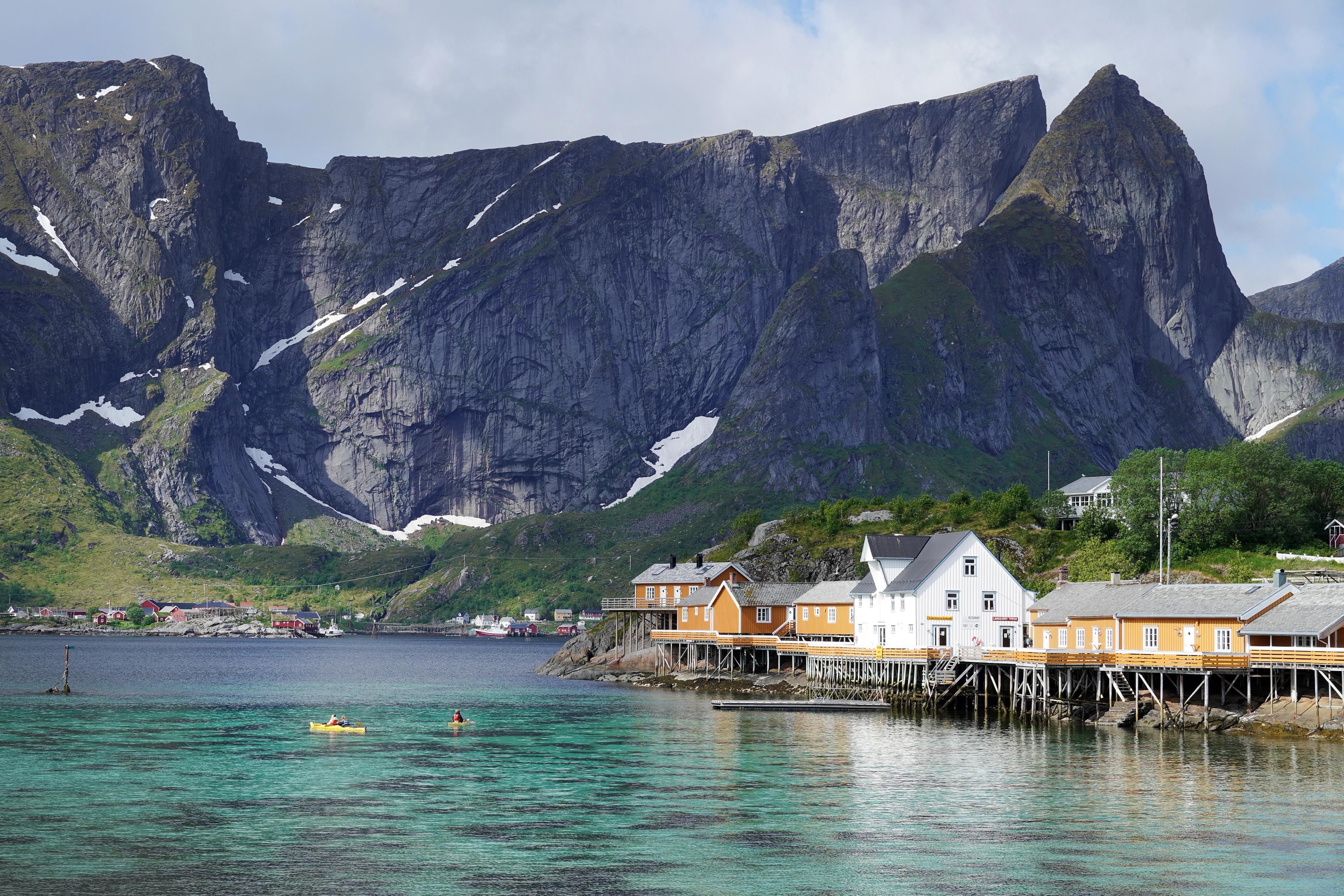 Small wooden houses of Sakrisøy in Lofoten.