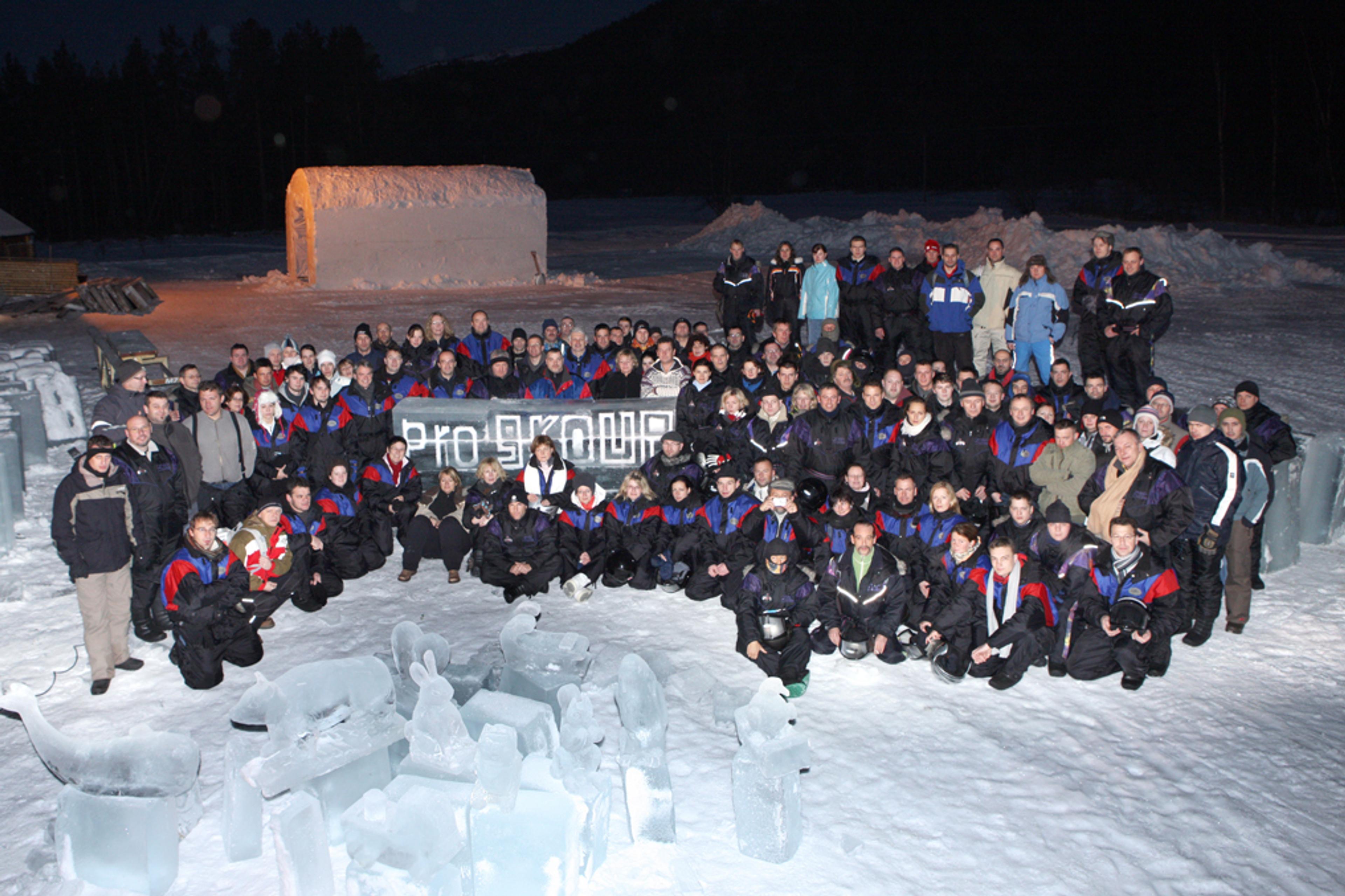Employees of PROGROUP help building the Sorrisniva Igloo Hotel in Alta, Northern Norway