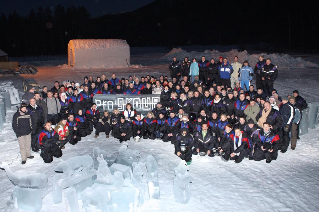 Employees of PROGROUP help building the Sorrisniva Igloo Hotel in Alta, Northern Norway