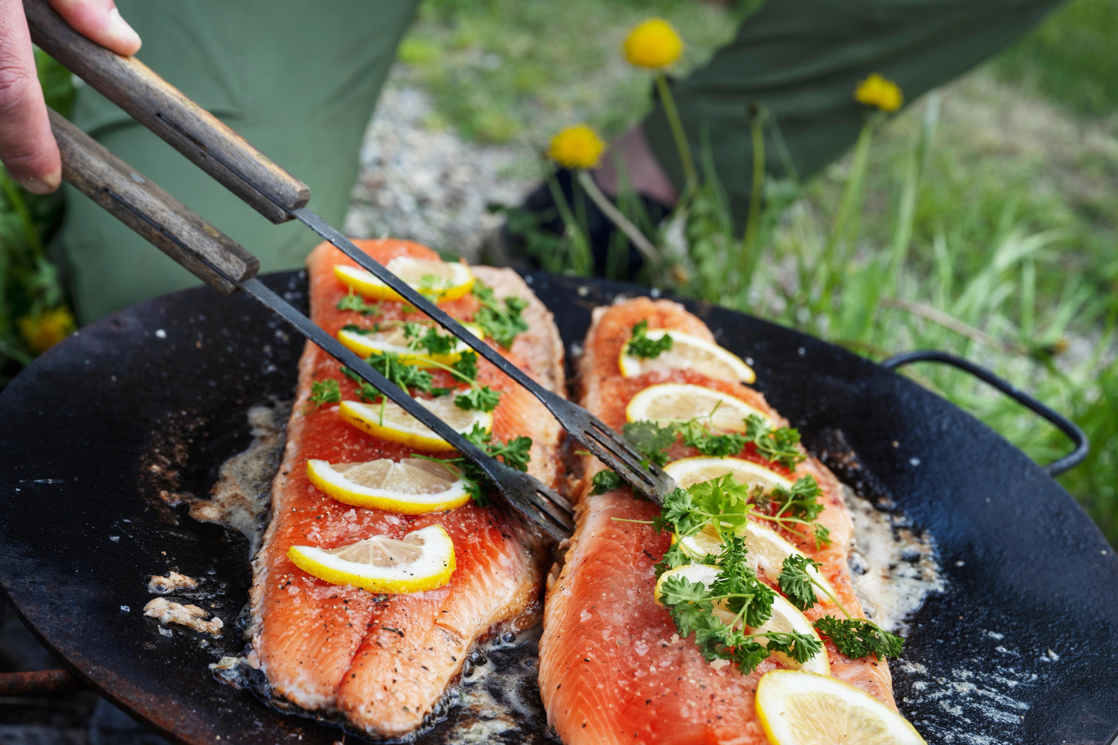 Salmon on the grill, from Namdalen in Trøndelag