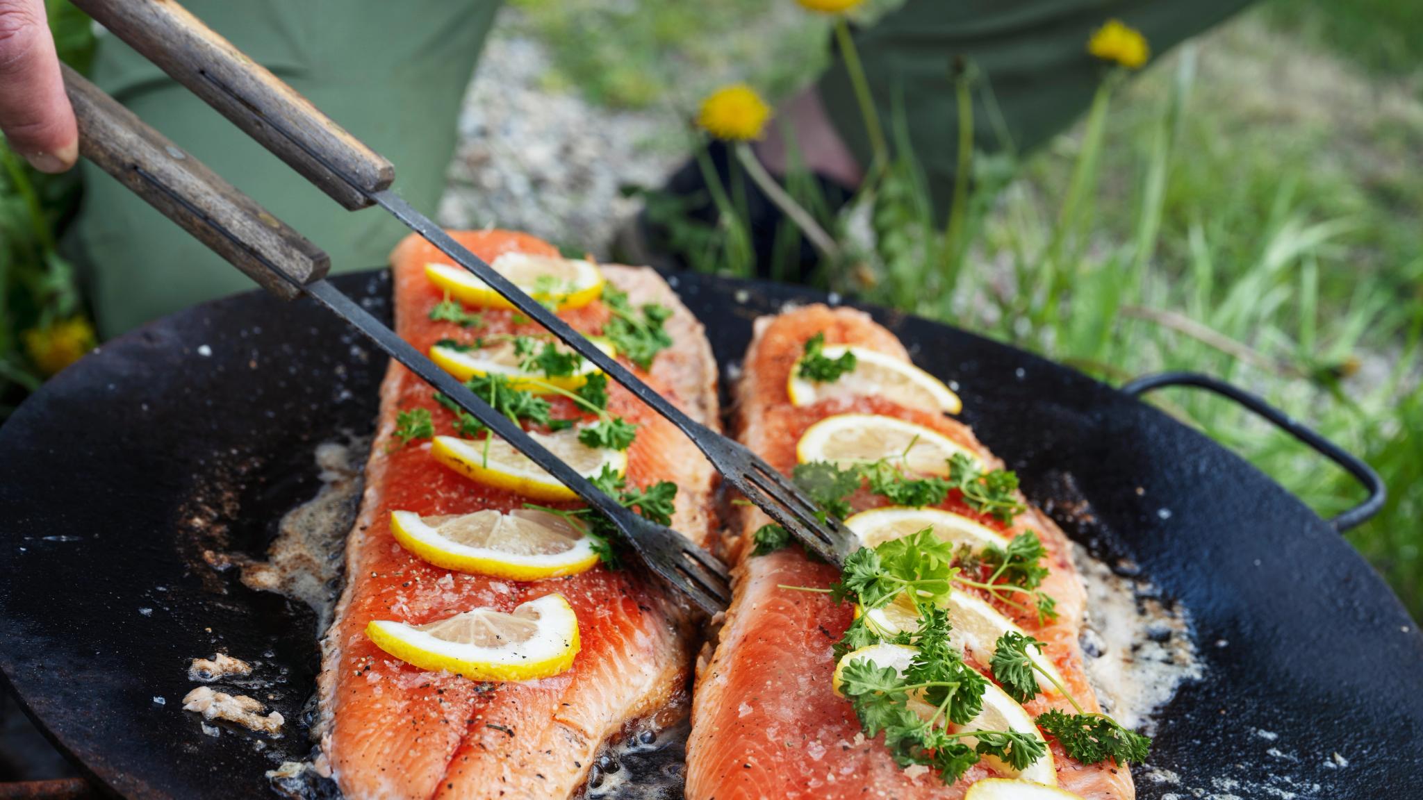 Salmon on the grill, from Namdalen in Trøndelag