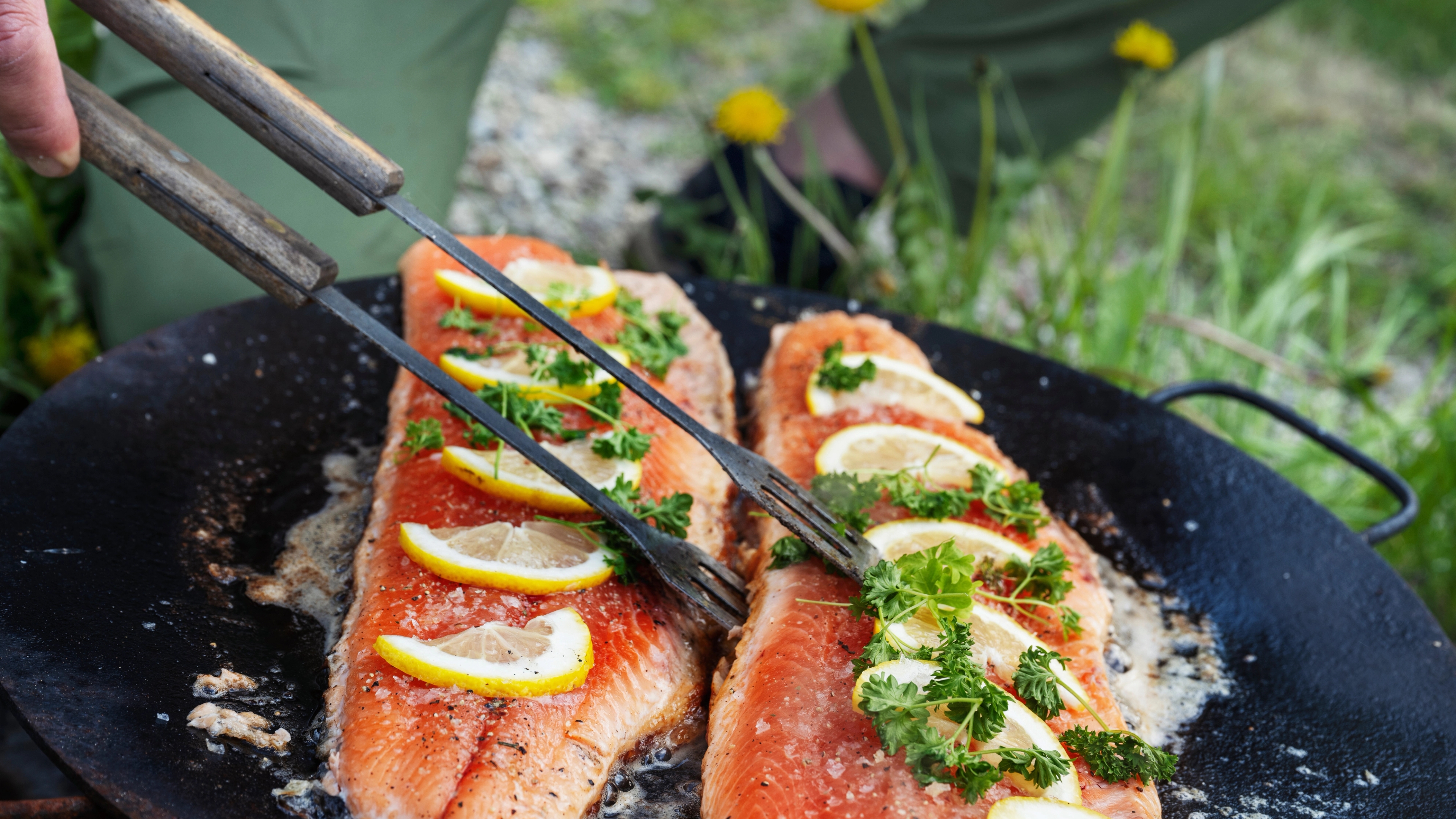Salmon on the grill, from Namdalen in Trøndelag