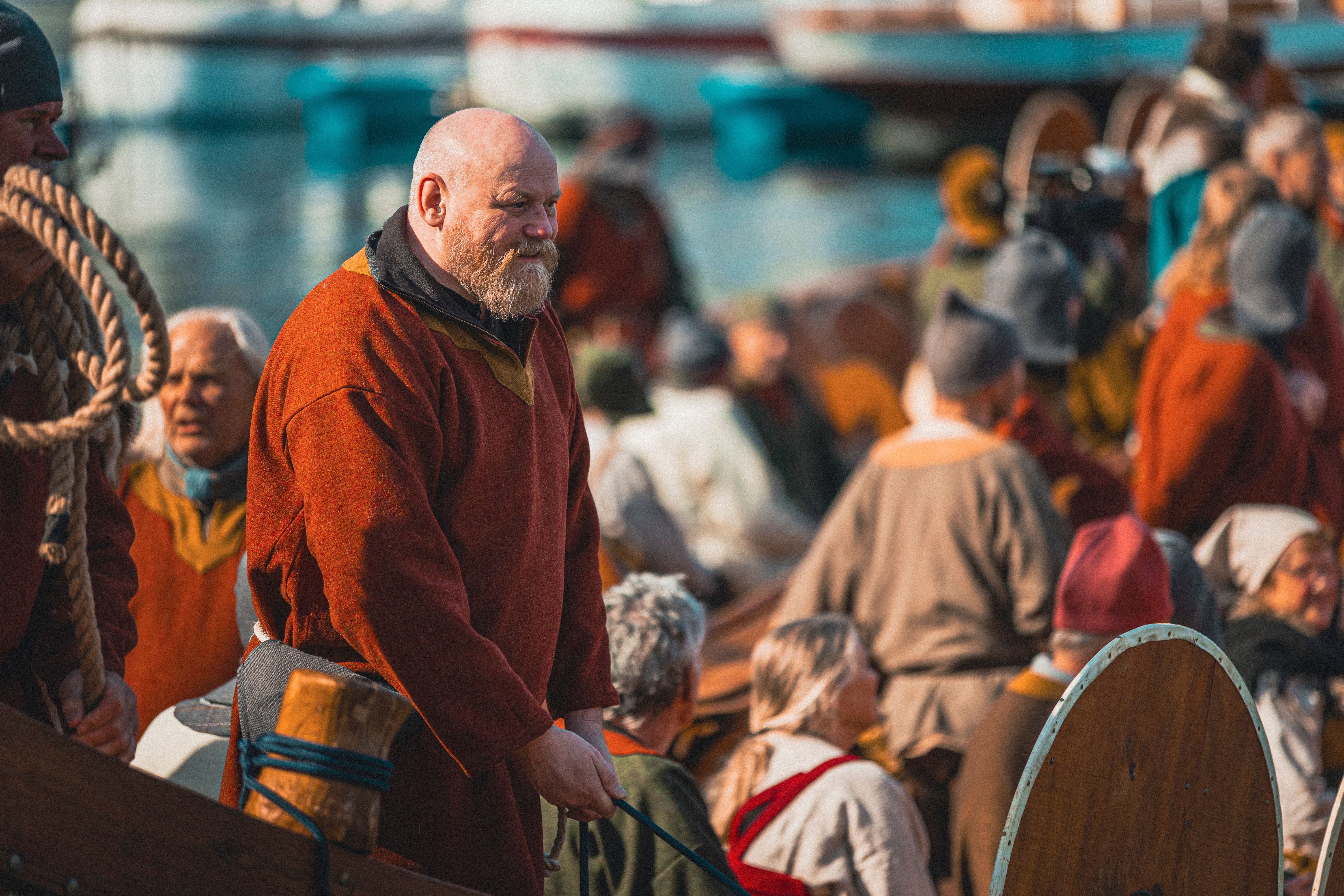 Vikings at the The Myklebust Viking ship in Nordfjord
