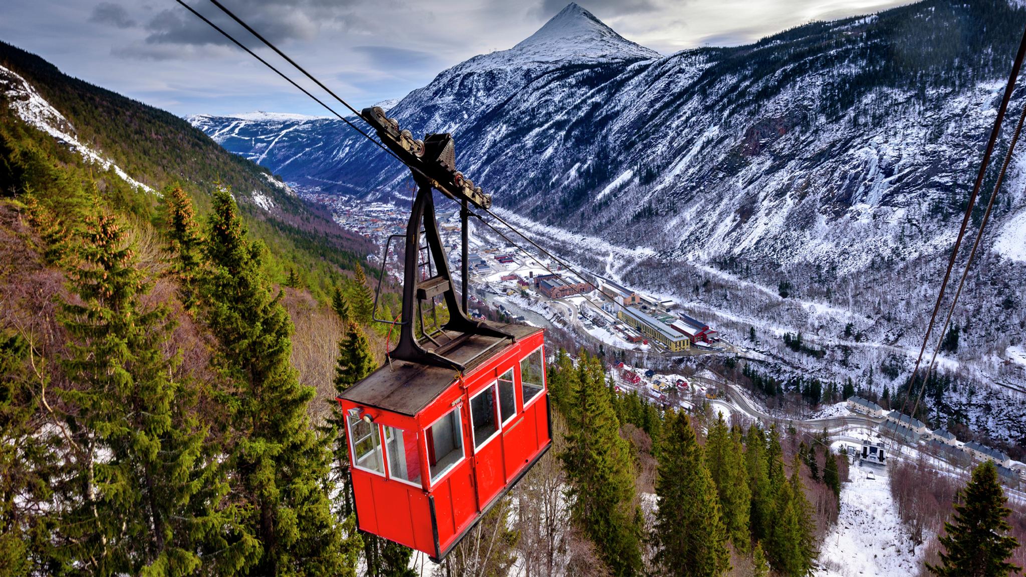 Linbanan Krossobanen i Rjukan i Telemark, östra Norge