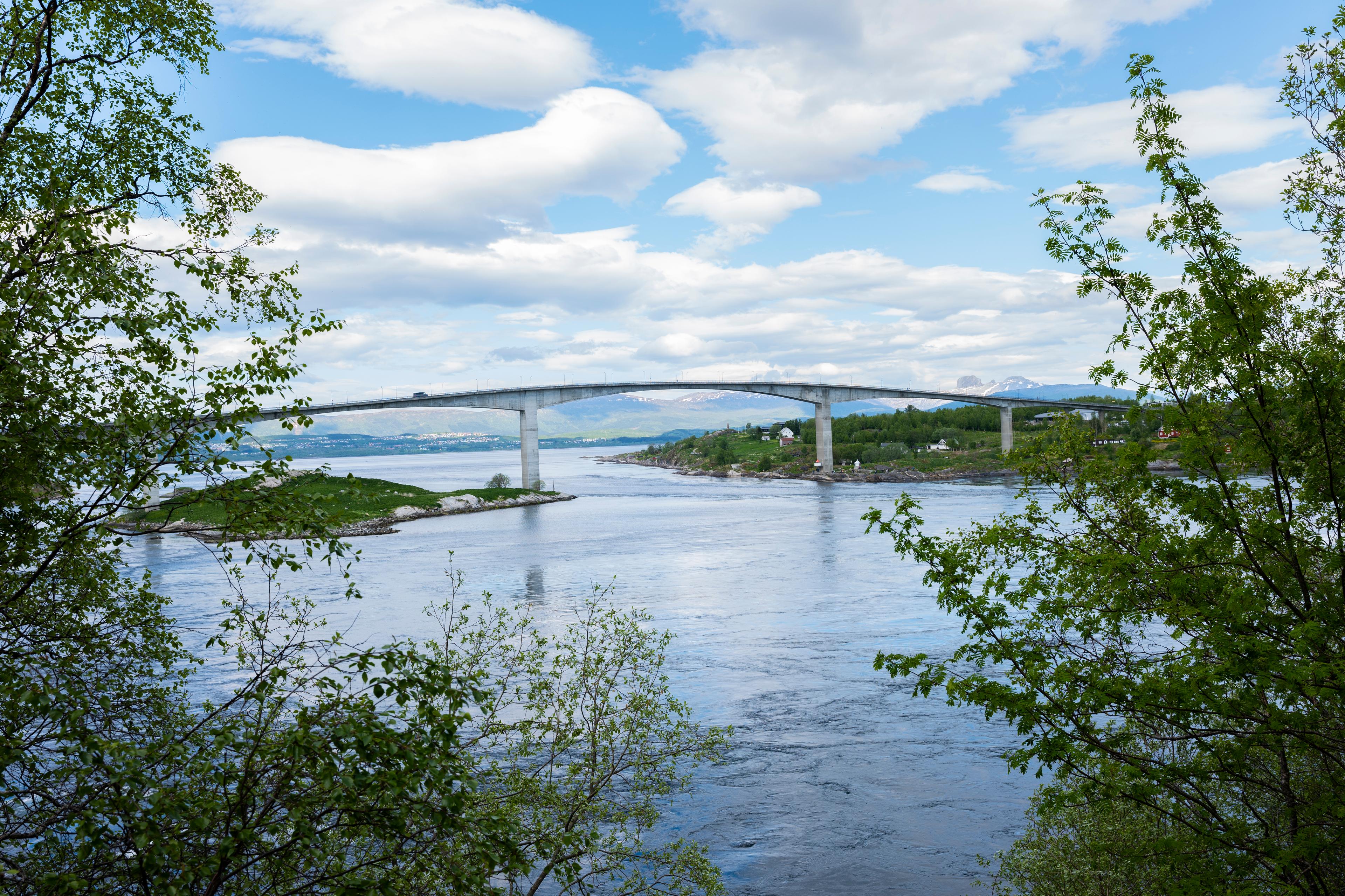 Saltstraumbrua bridge in Saltstraumen outside of Bodø, Northern Norway.