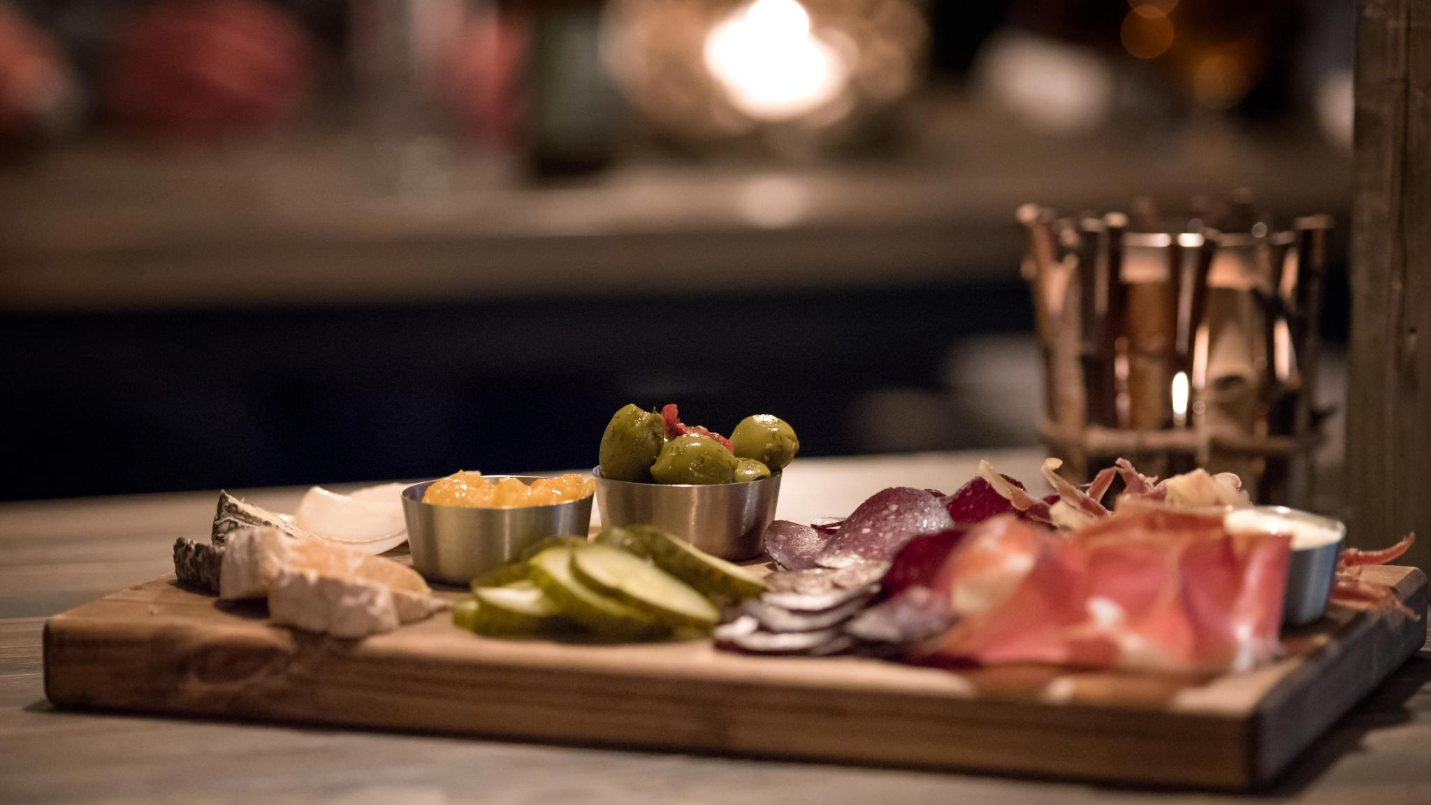 Traditional dish with cheese and meat from local producers in Trysil, Eastern Norway