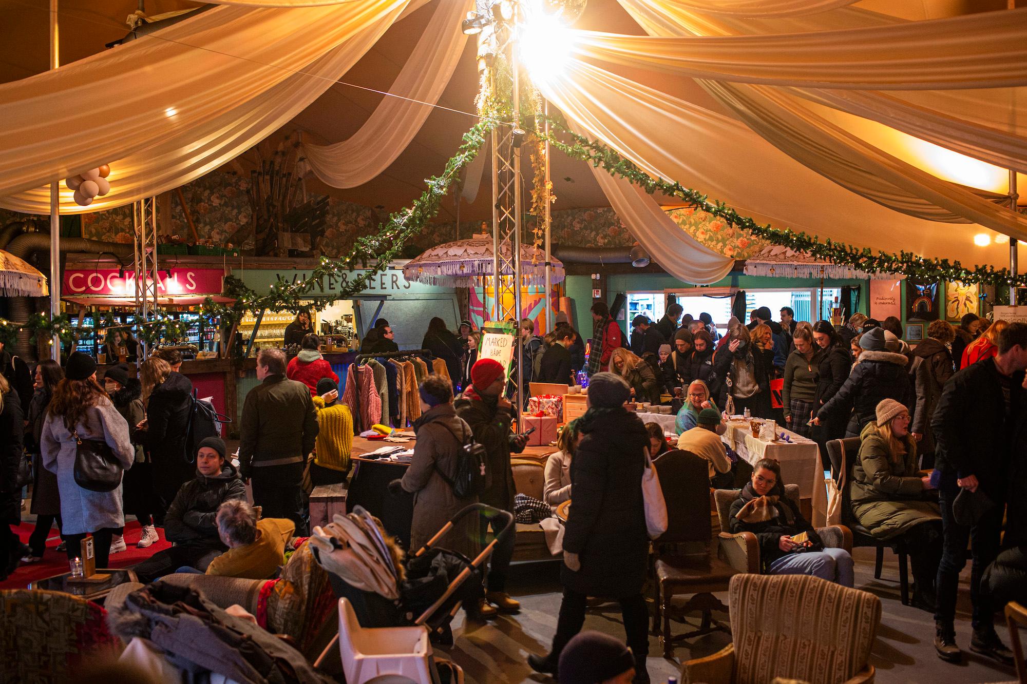 Oslo's super market, people gathered at the cosy Christmas market at SALT in Oslo