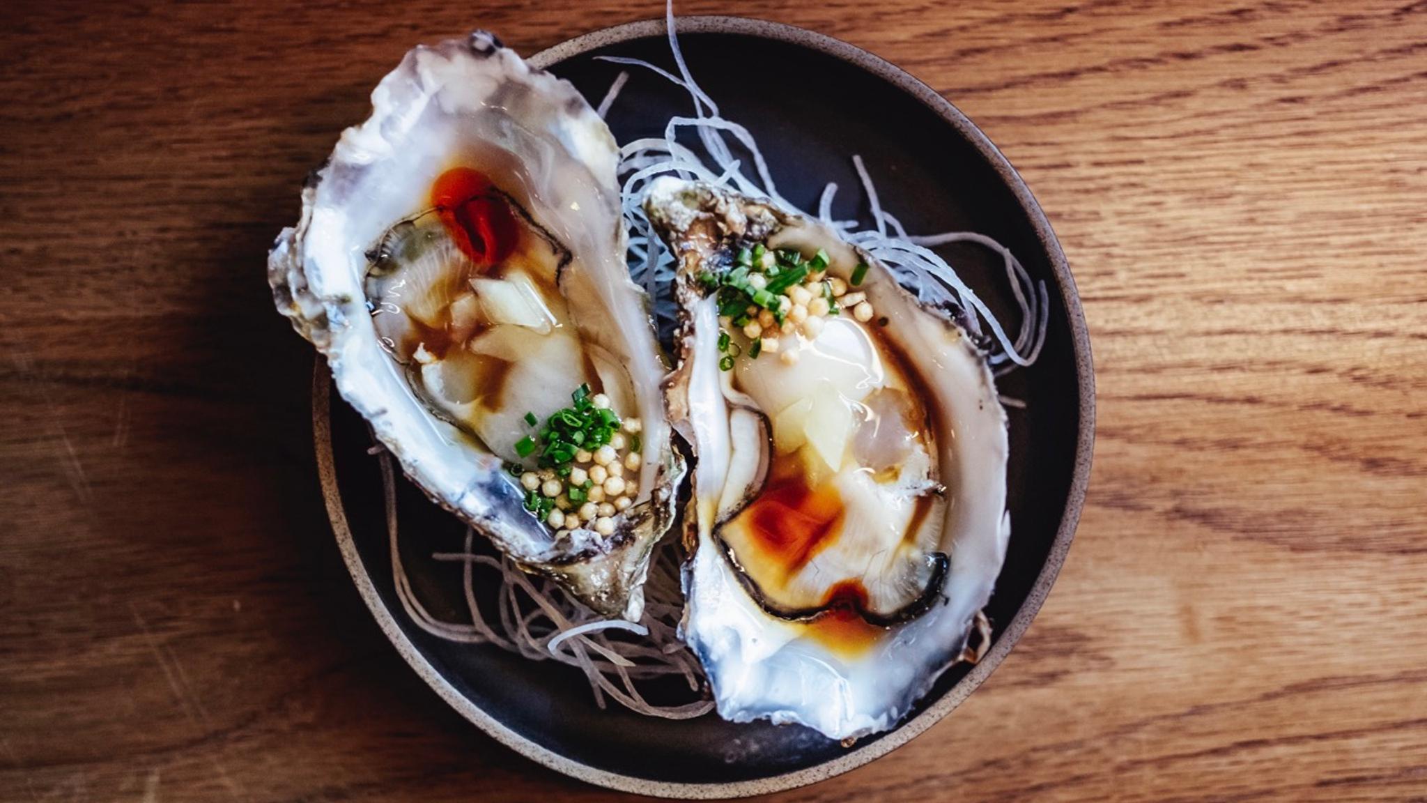 Oysters served at Maki restaurant, Trondheim