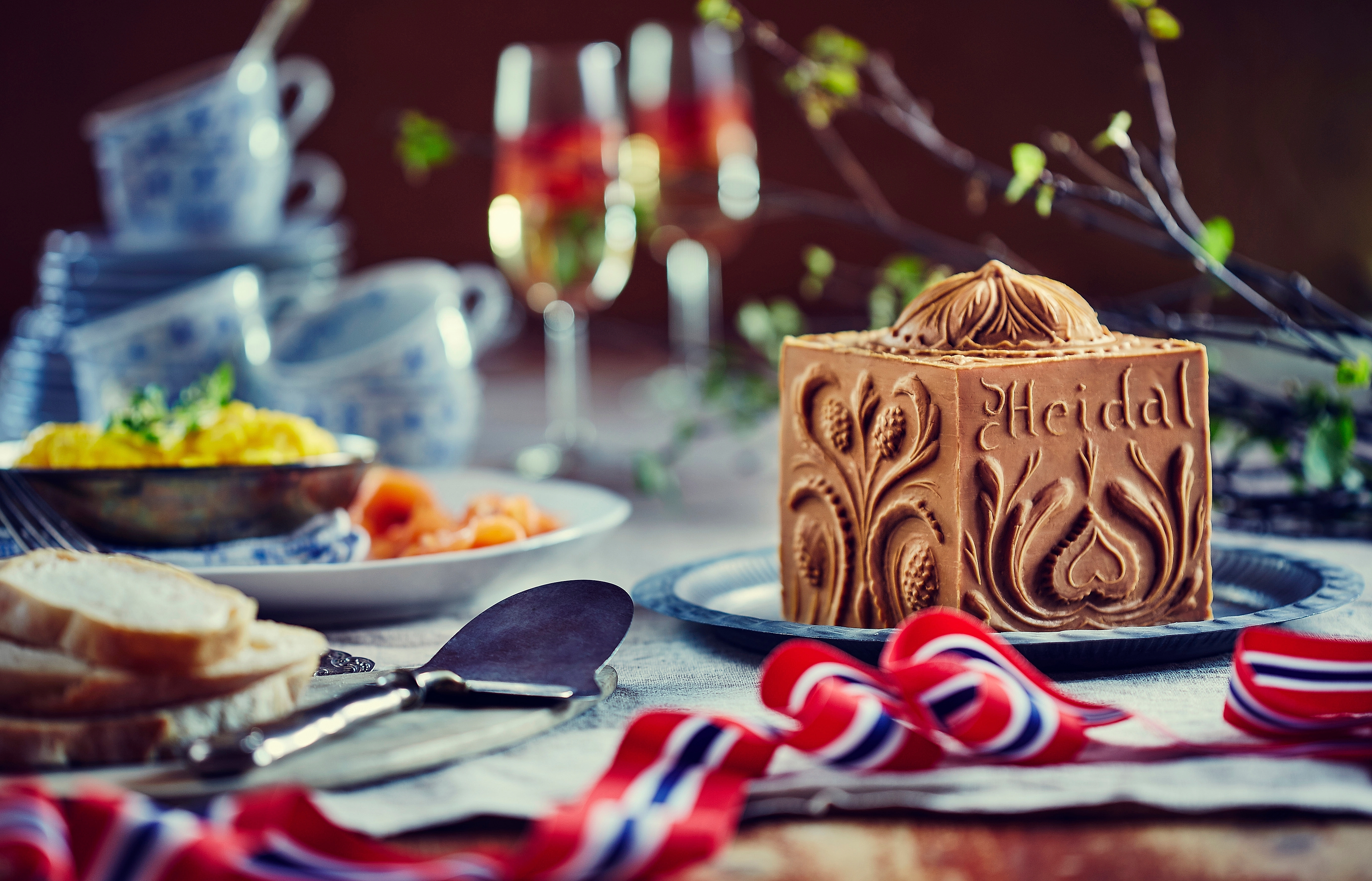 Brown cheese from the Norwegian creamery Heidal Ysteri in the Gudbrandsdalen valley of Eastern Norway