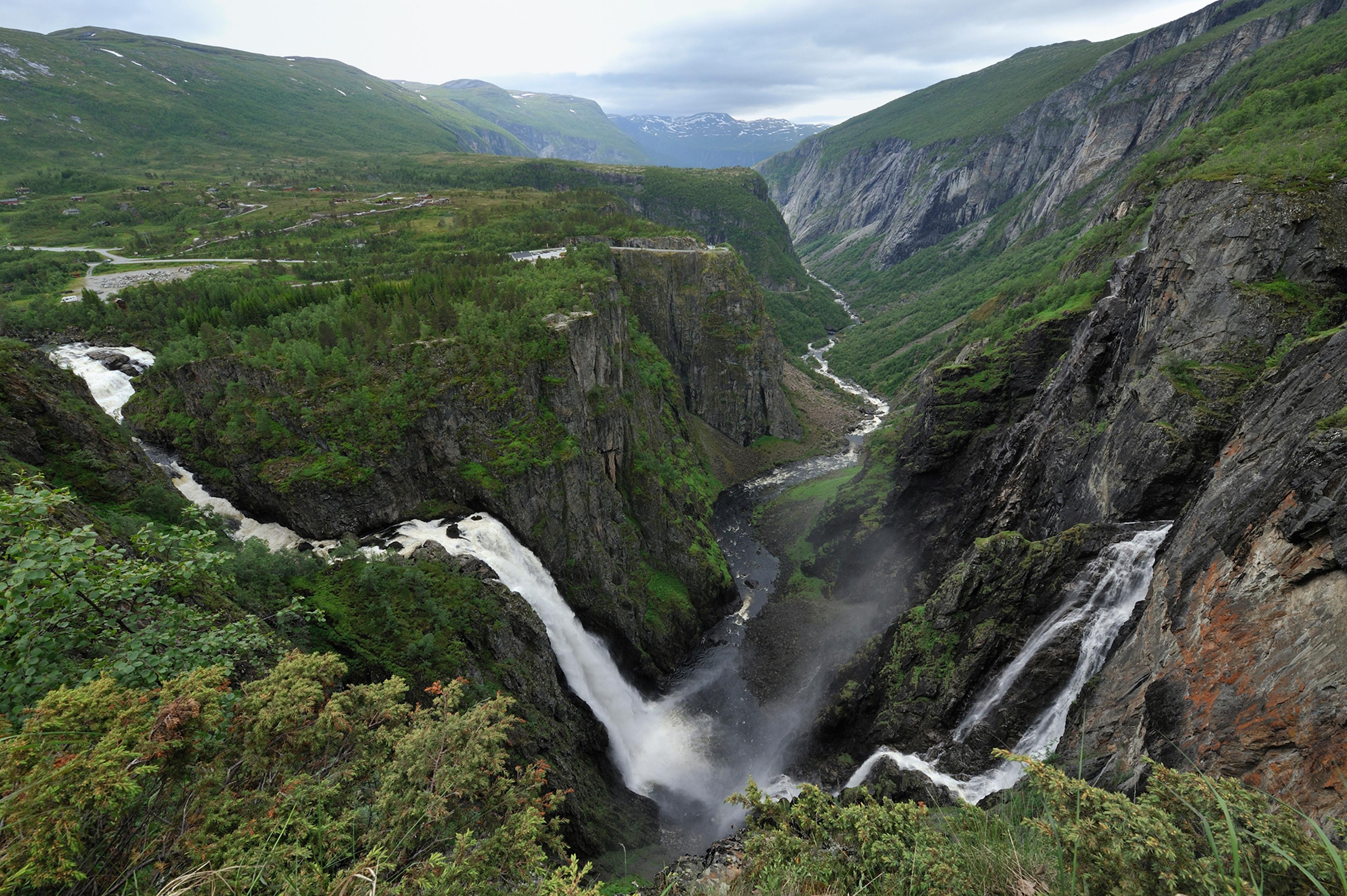 The Vøringsfossen waterfall at Norwegian Scenic Route Hardangervidda in Fjord Norway