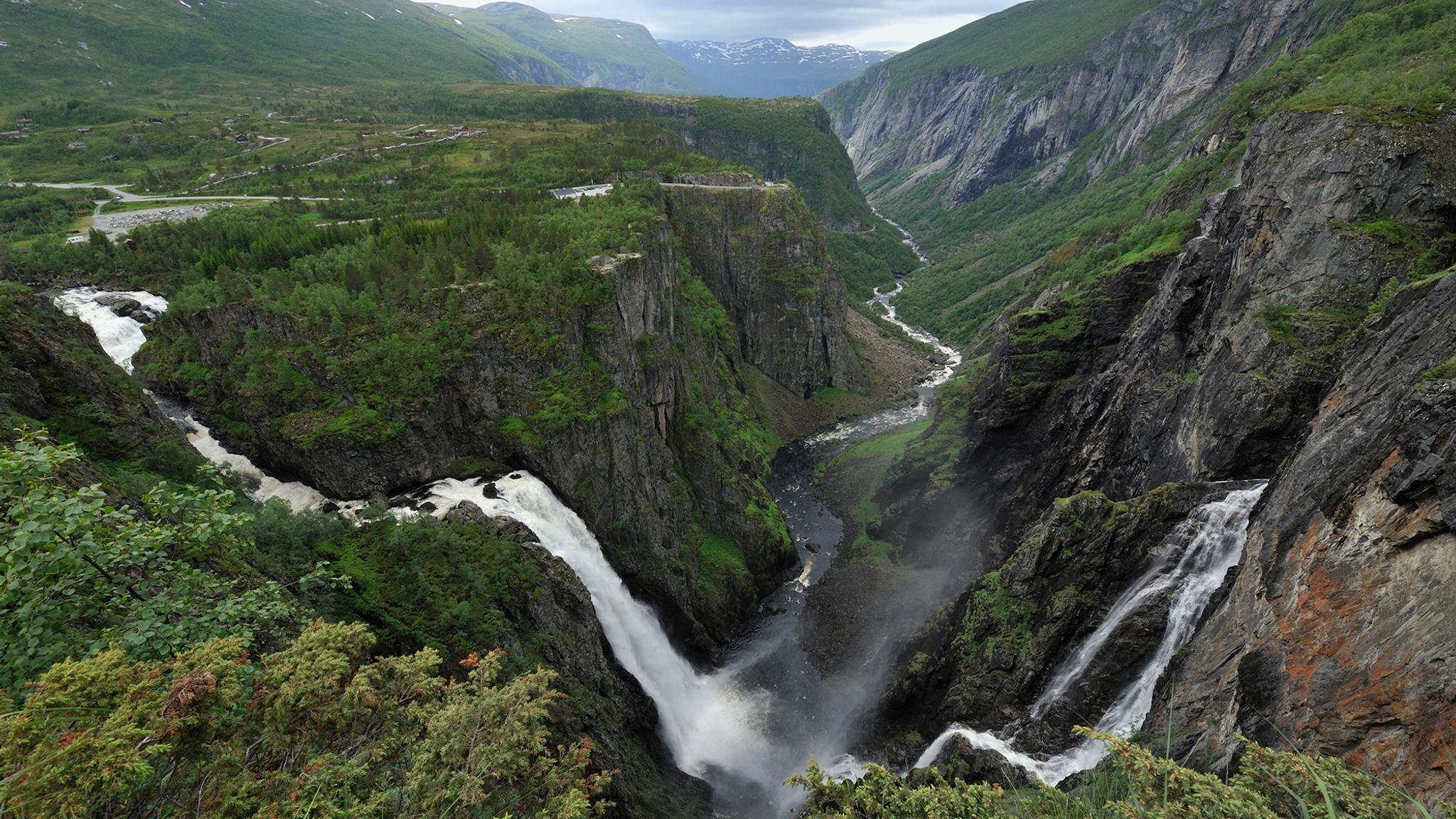 The Vøringsfossen waterfall at Norwegian Scenic Route Hardangervidda in Fjord Norway