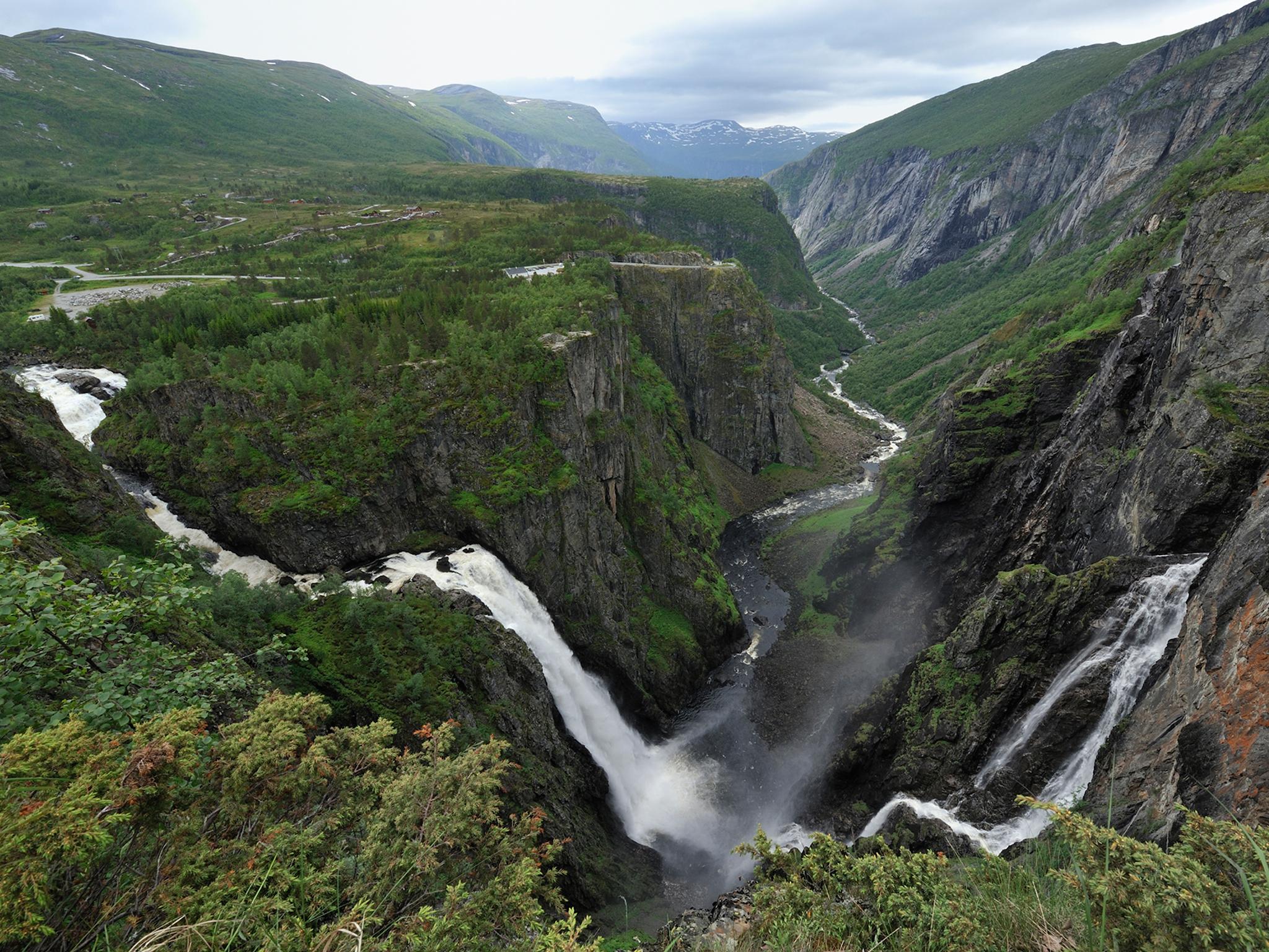The Vøringsfossen waterfall at Norwegian Scenic Route Hardangervidda in Fjord Norway
